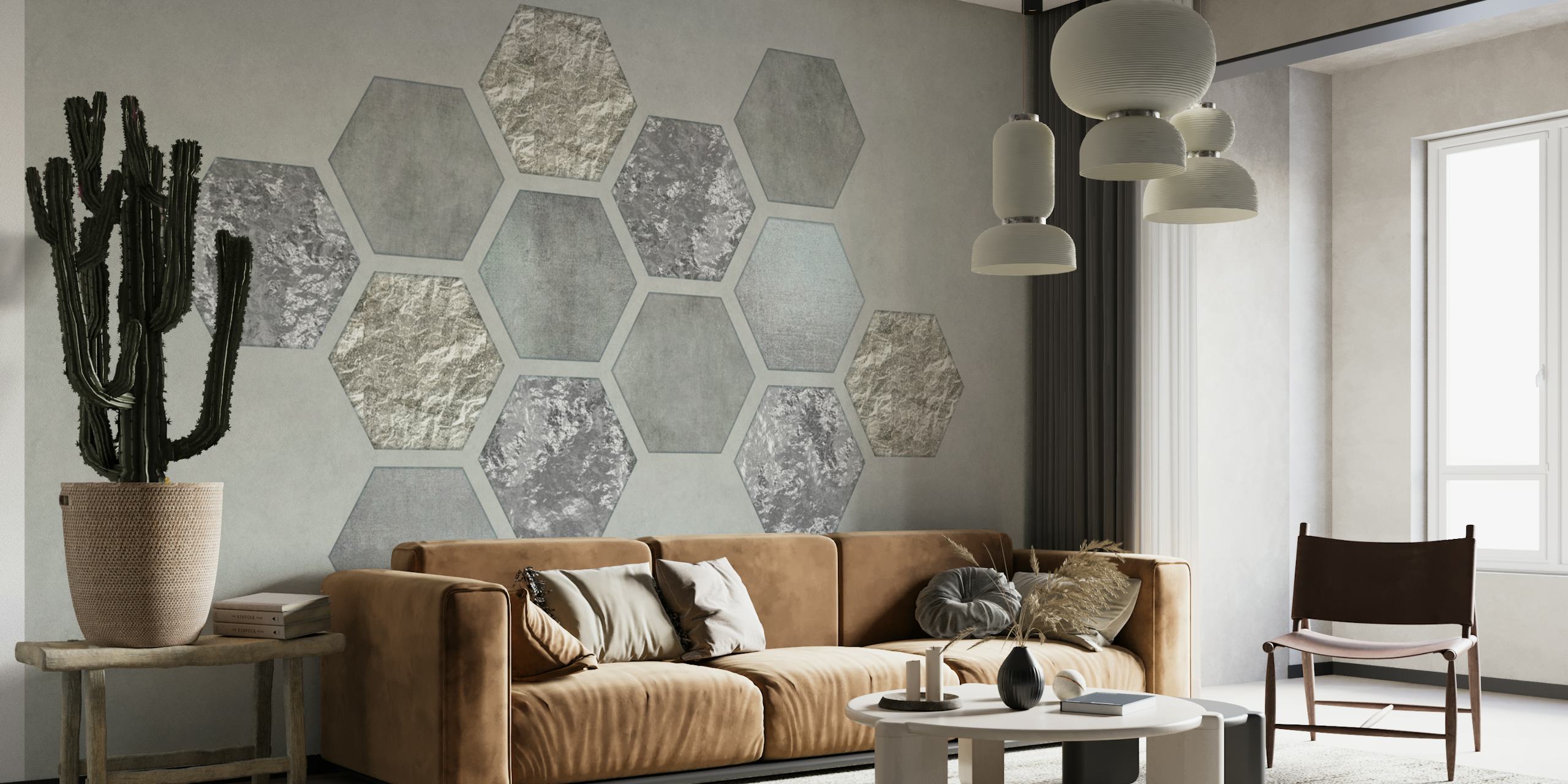 Grey Hexagon Geometry papel de parede