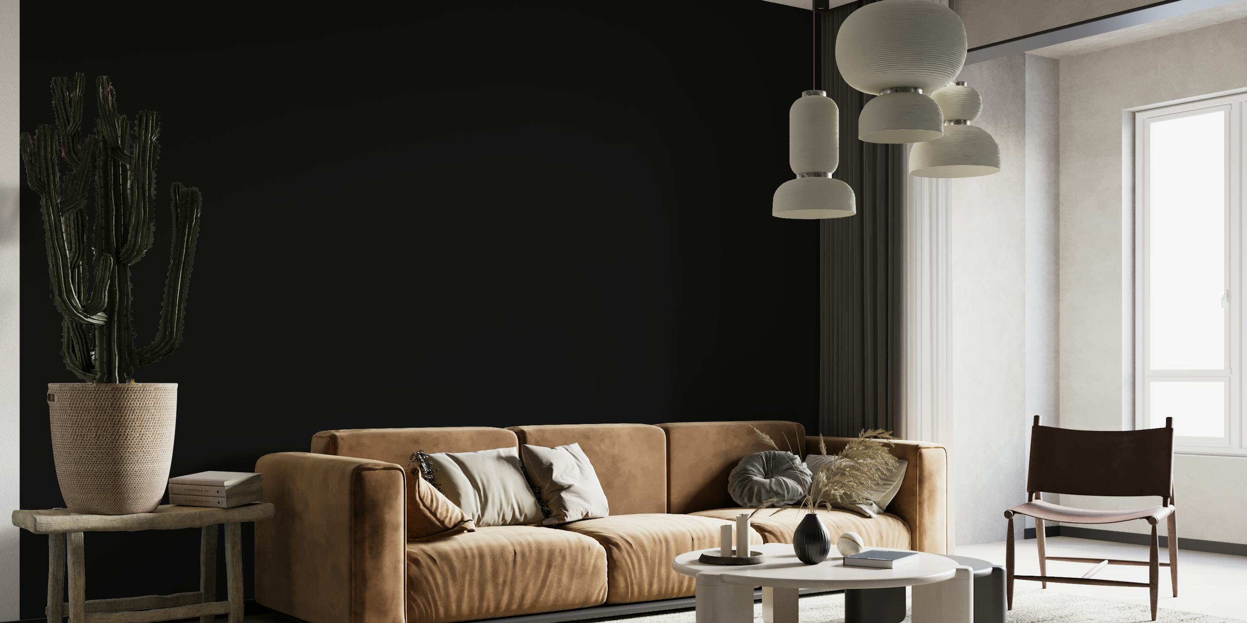 Elegant Perfect Black wall mural with deep black tones for a sophisticated interior.