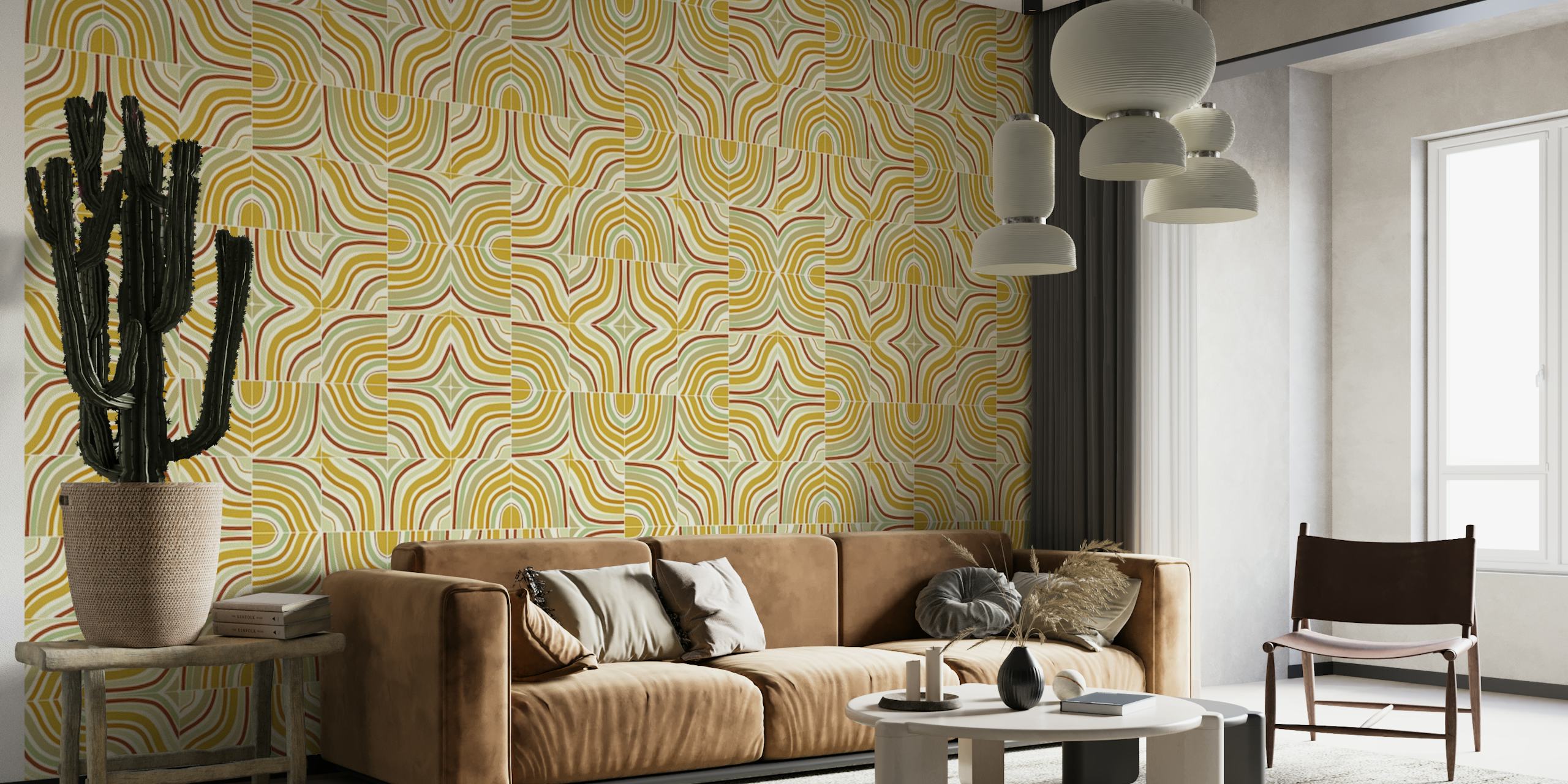 Ochre Mixed Marbled Tiles tapety
