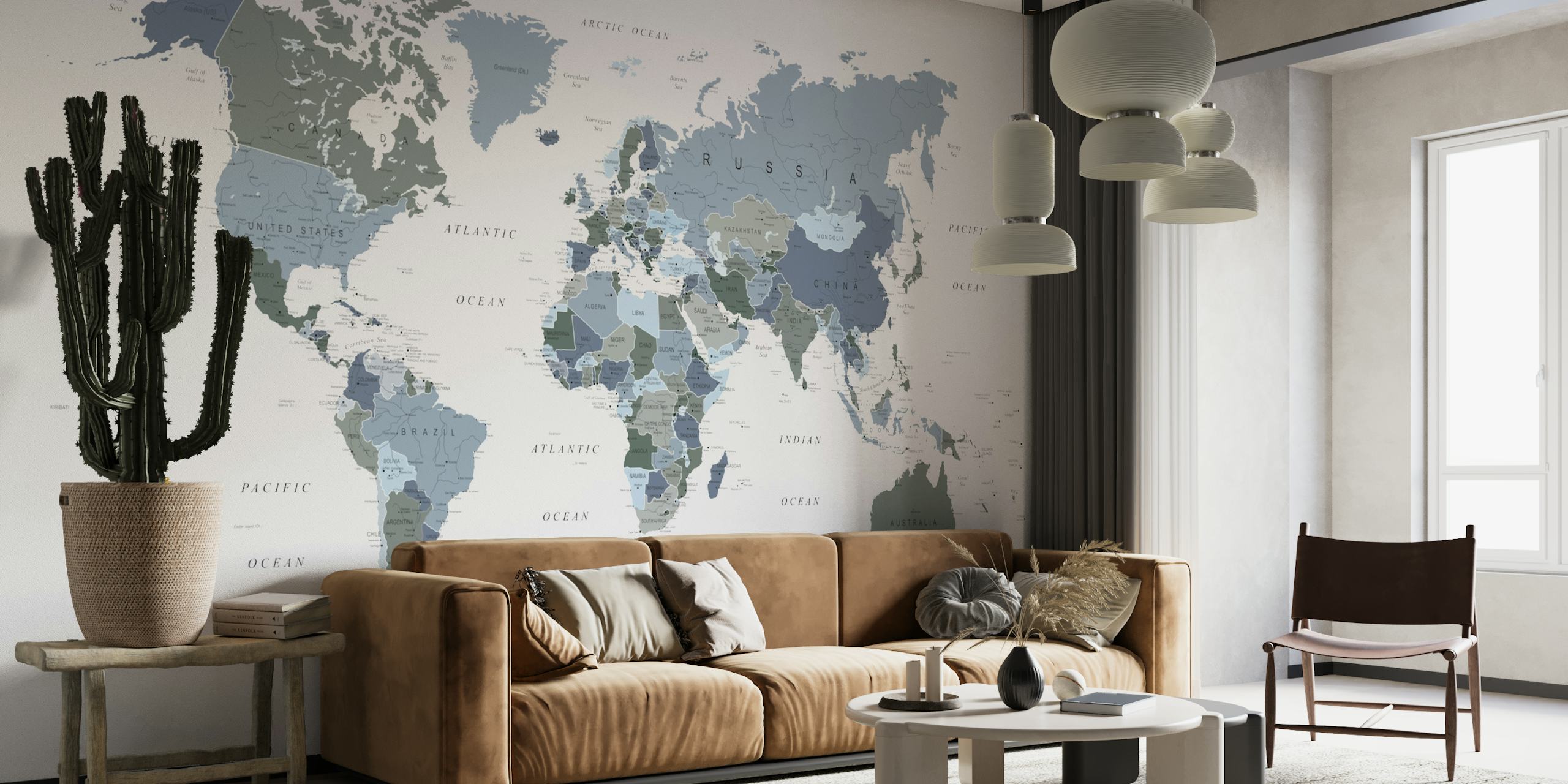 World Map Blue Green wallpaper