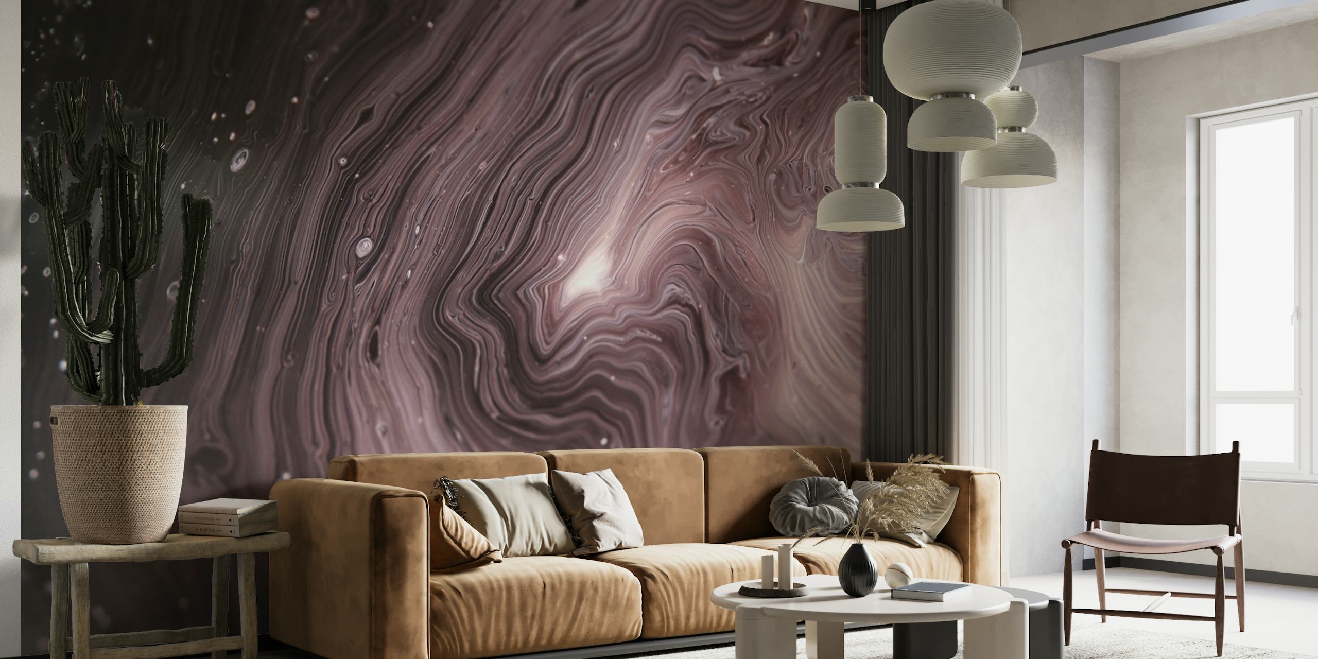 Mural de rayos de colores abstractos con tonos arremolinados y texturas dinámicas