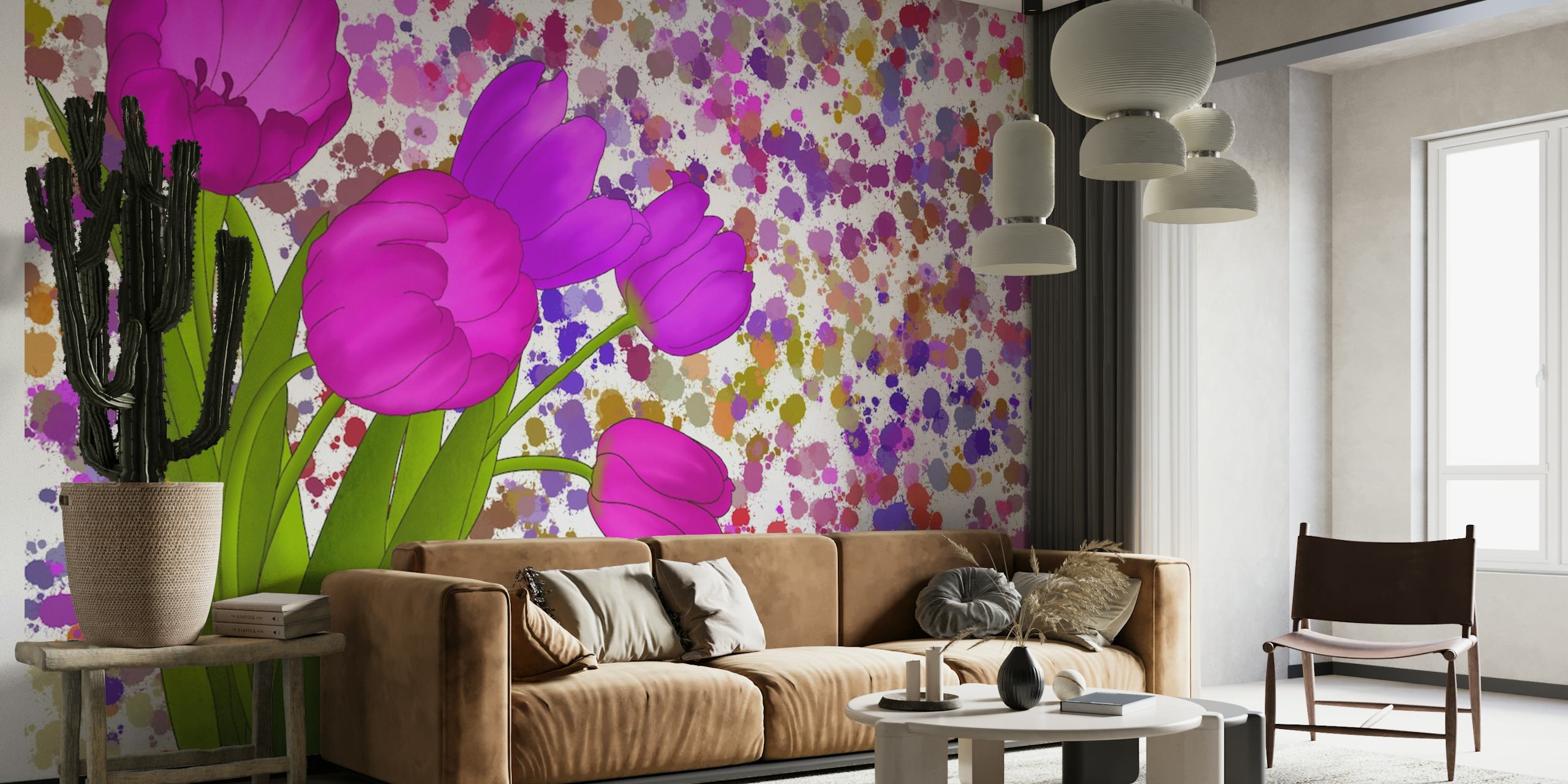 Pink and Purple Tulips 3 behang