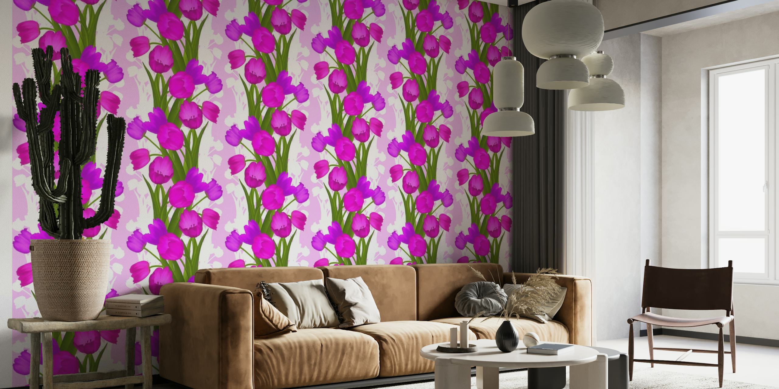 Pink and Purple Tulips 1 tapeta