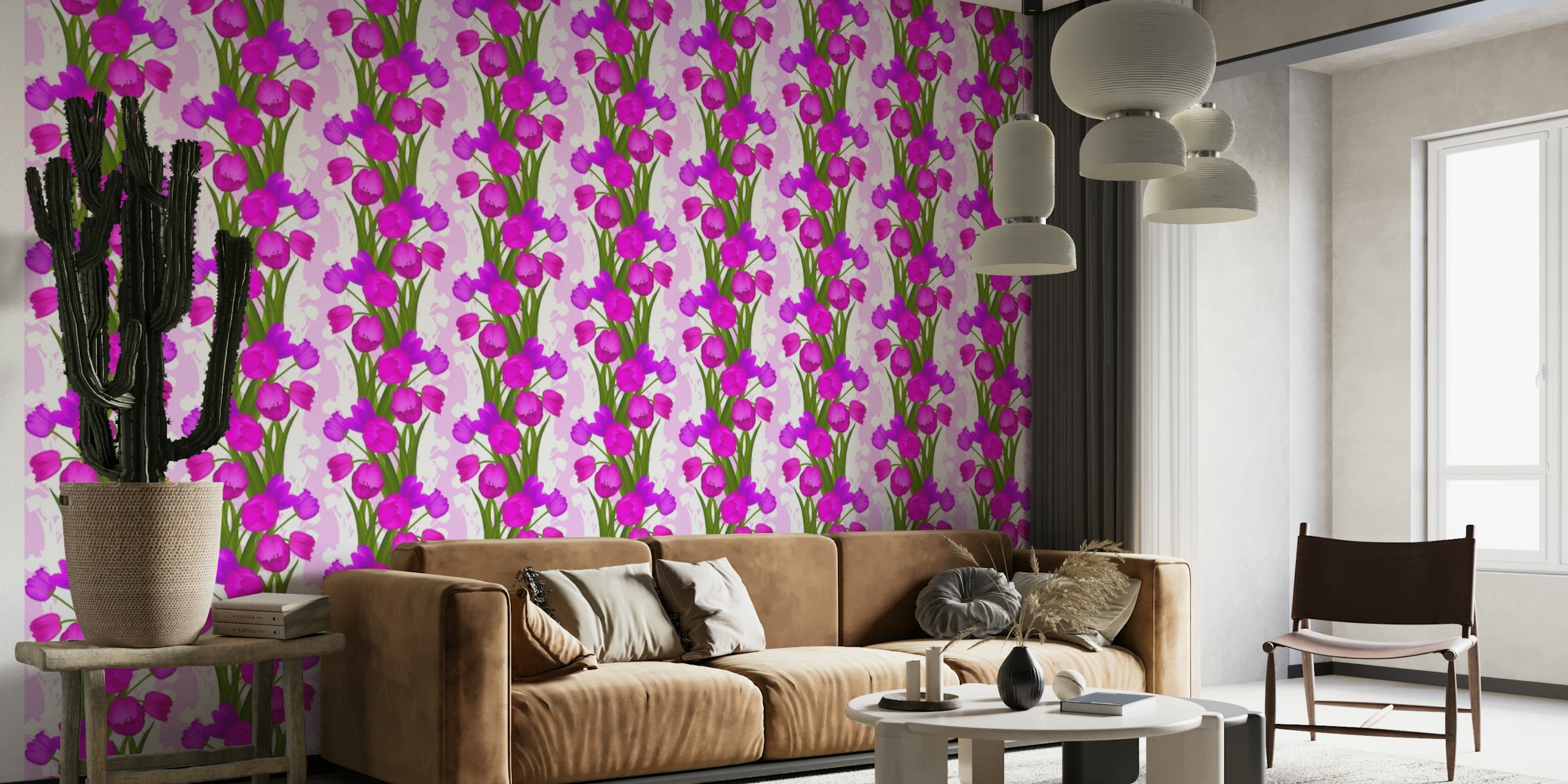 Pink and Purple Tulips 2 papel de parede