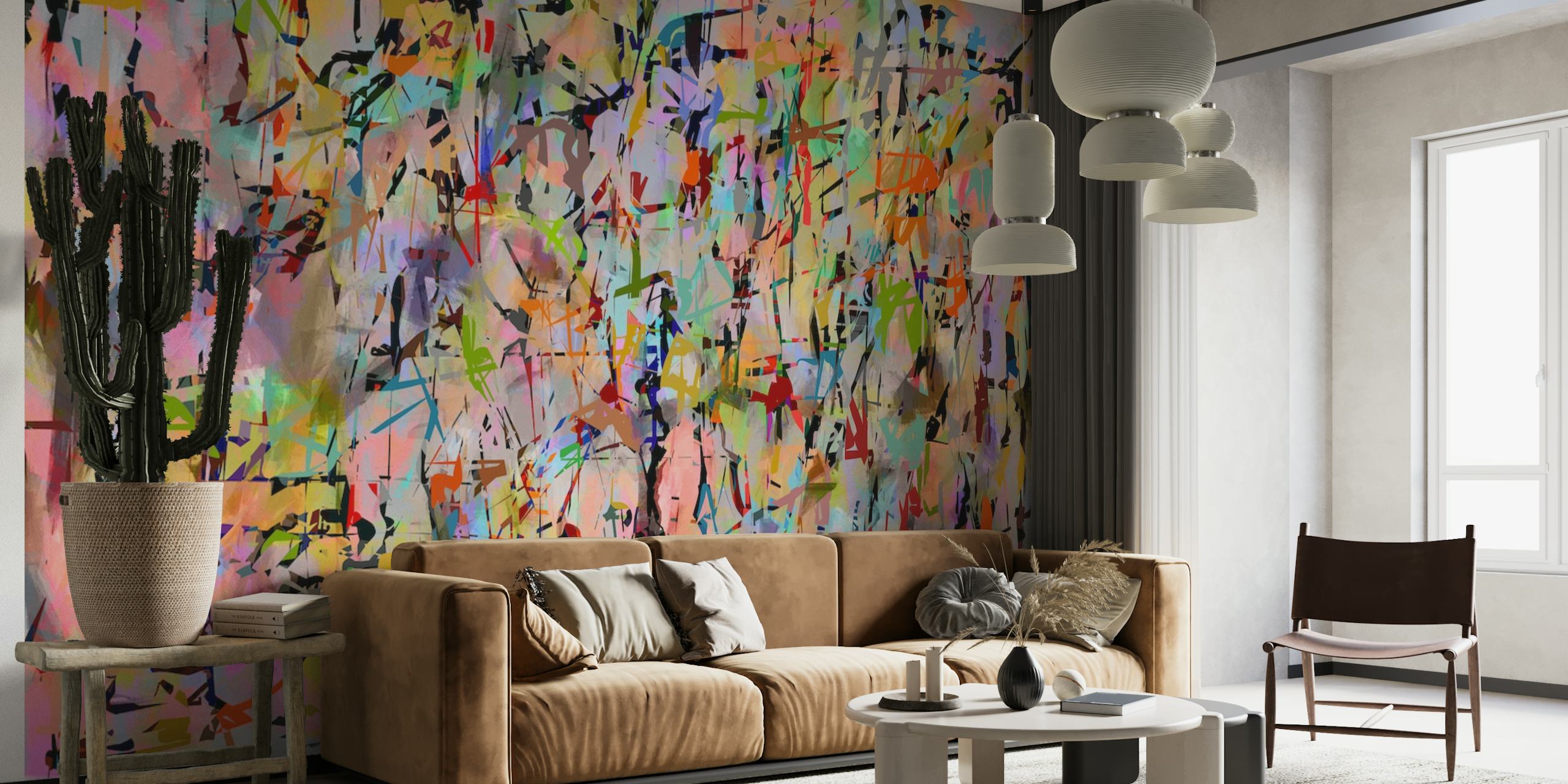 Pollock de inspiração expressionista abstrata - Gateway 4In mural de parede com toques vibrantes de cores