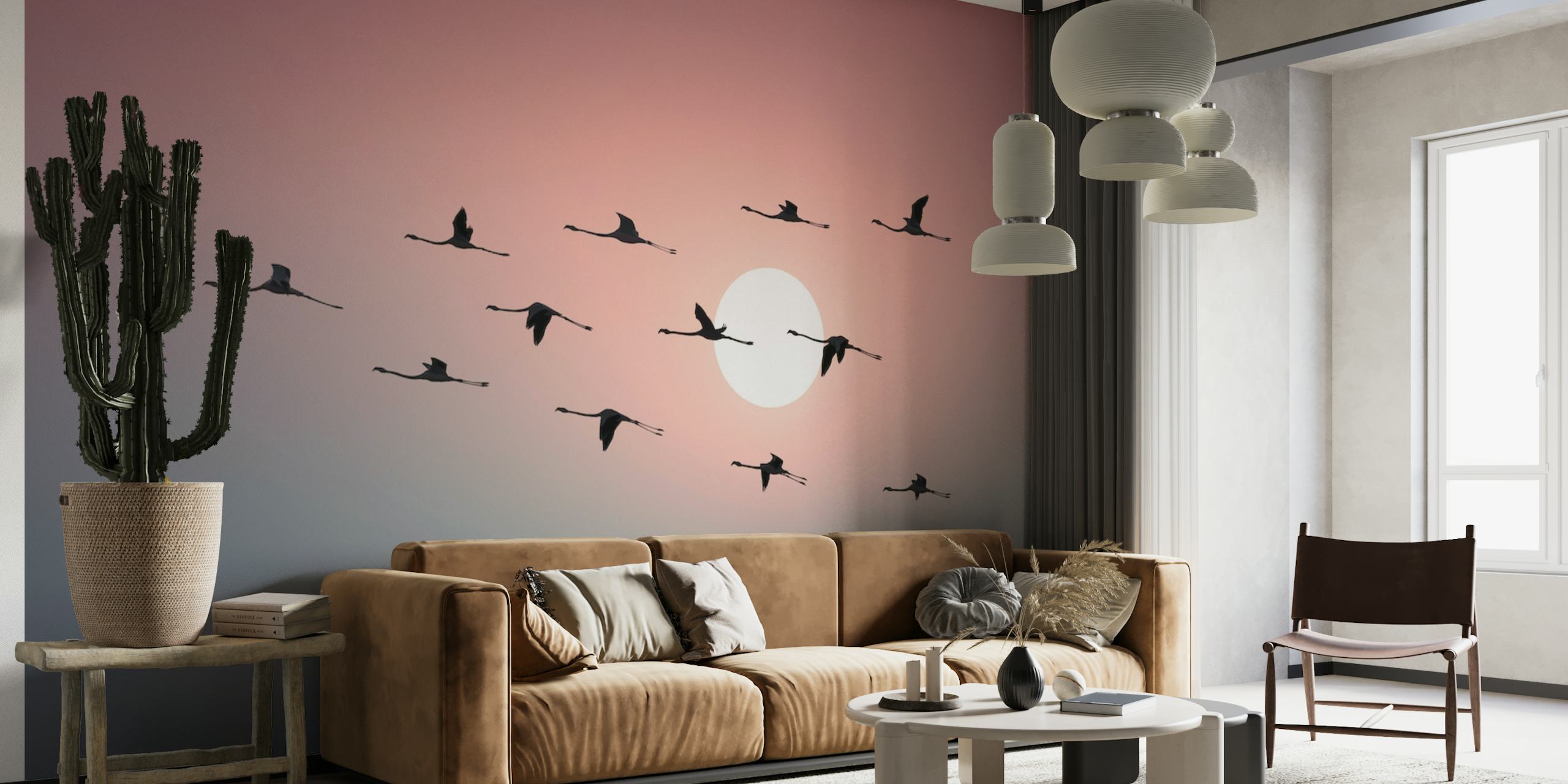 Flamingo Sunset papel de parede