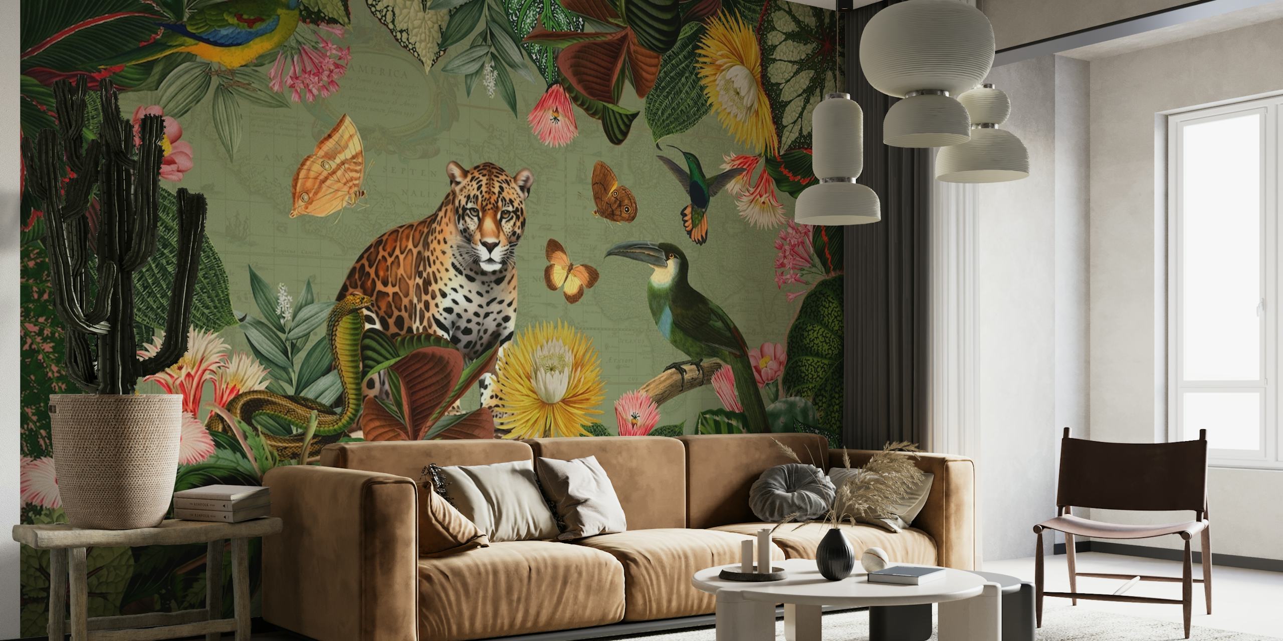 Nostalgic Exotic Jungle Landscape wallpaper