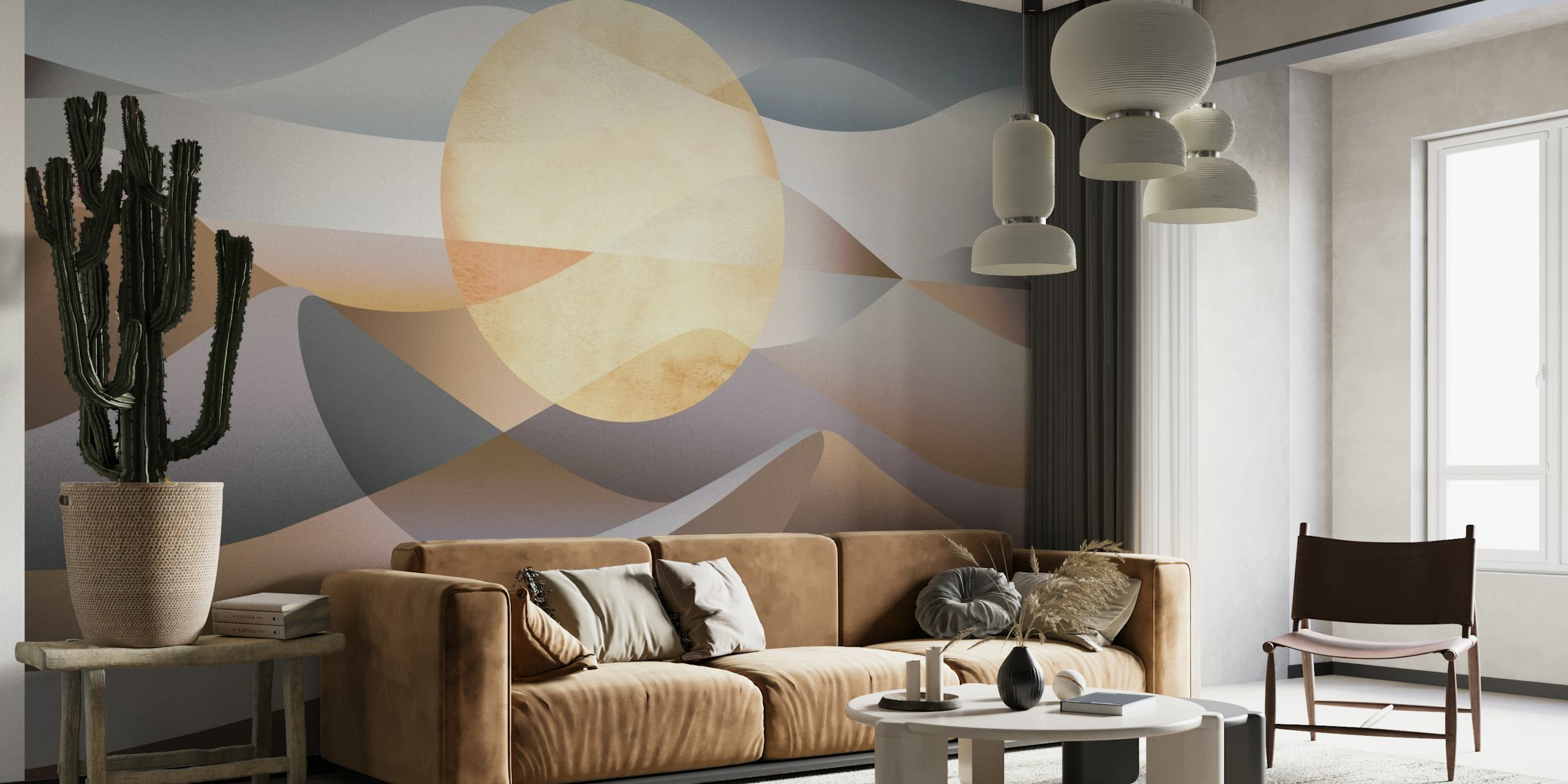 SUNNY LANDSCAPE IN COLD COLORS wallpaper
