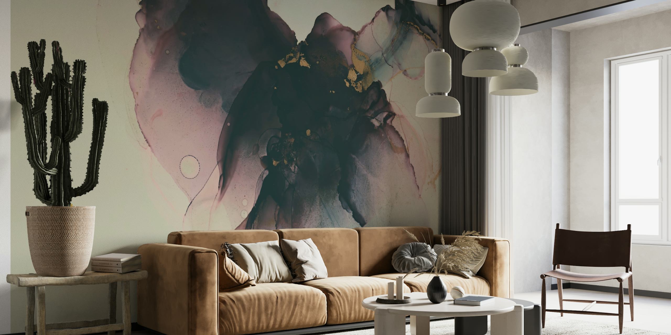 Luxury Mauve and Gold Abstract behang