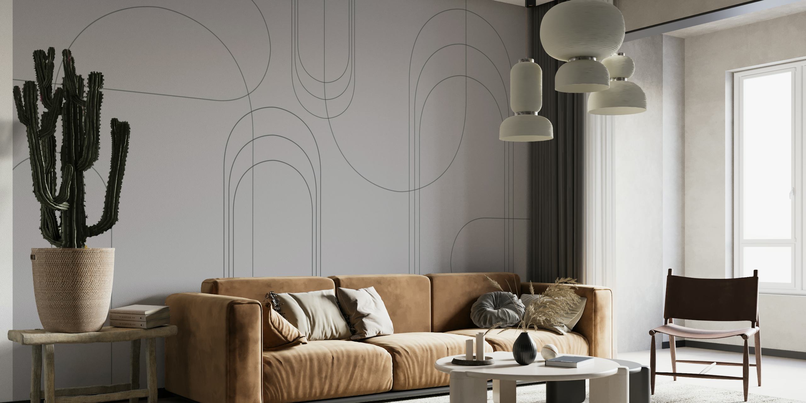 Minimalist Arches in Charcoal Grey papel de parede