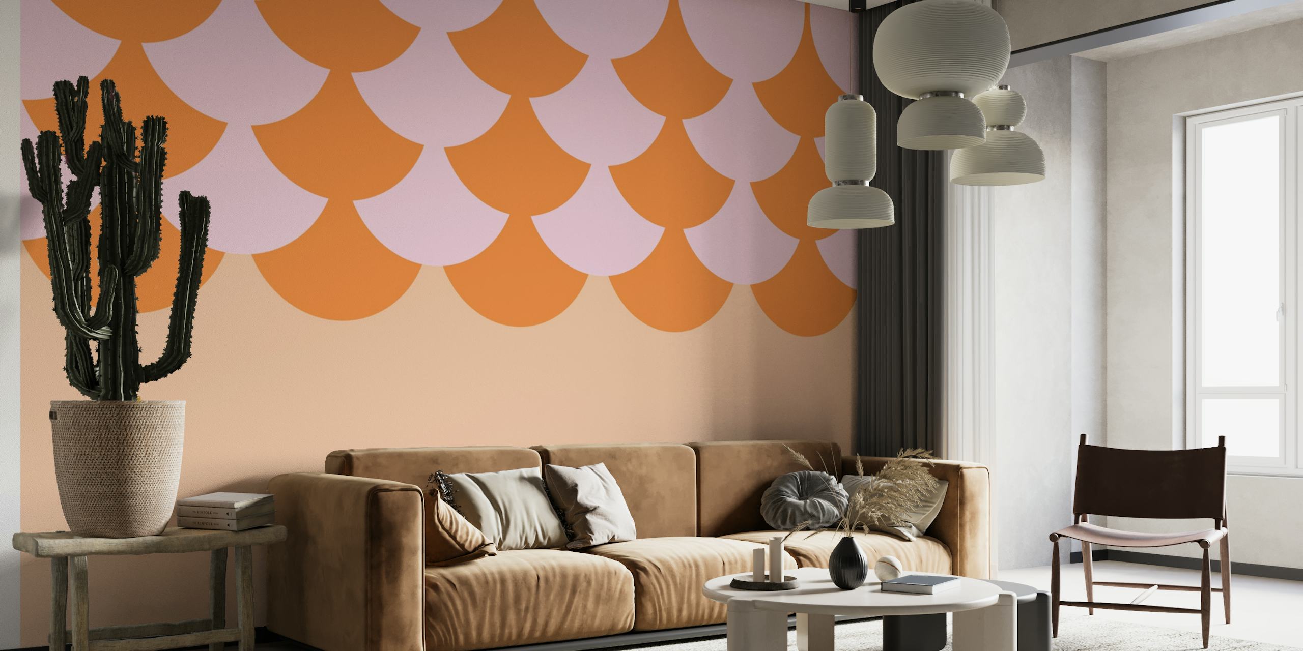 Orange Pink Art Deco wallpaper