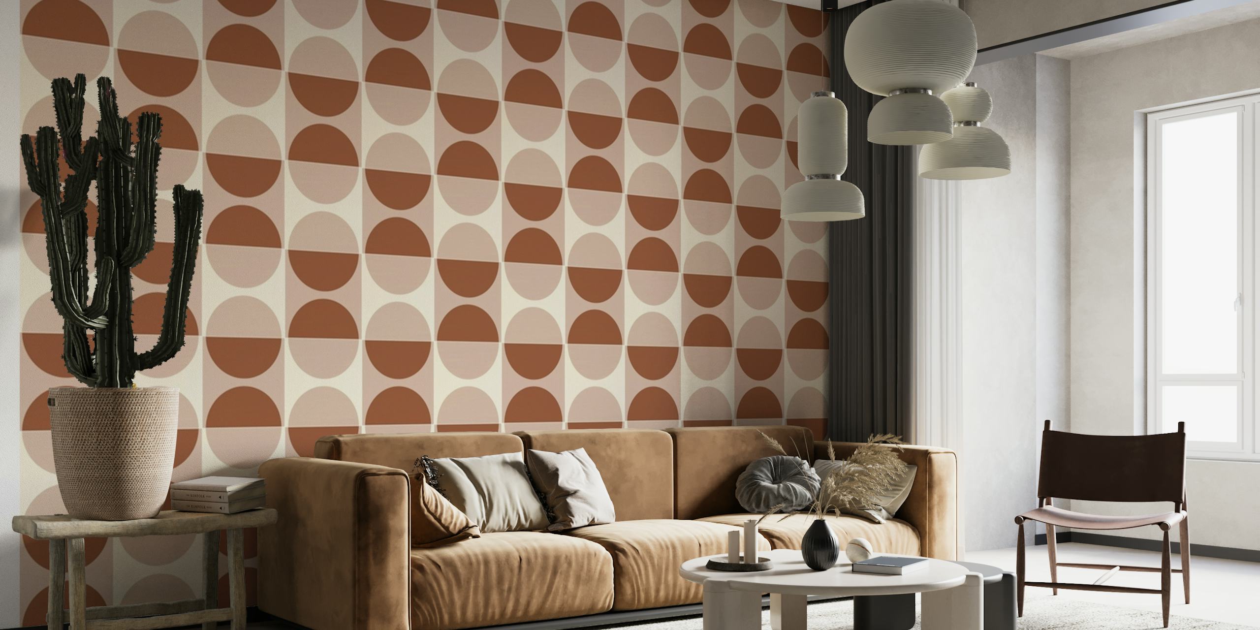 Painted Cotto Tiles Cinnamon and Powder wallpaper