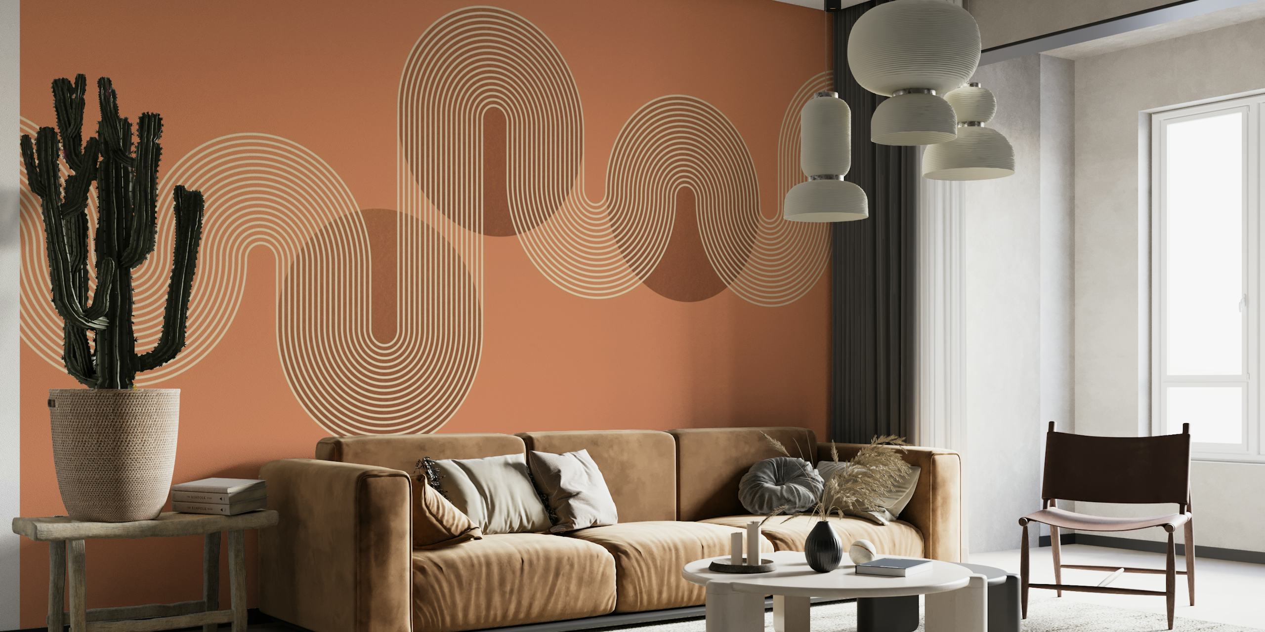 Orange Bauhaus Glam papel de parede