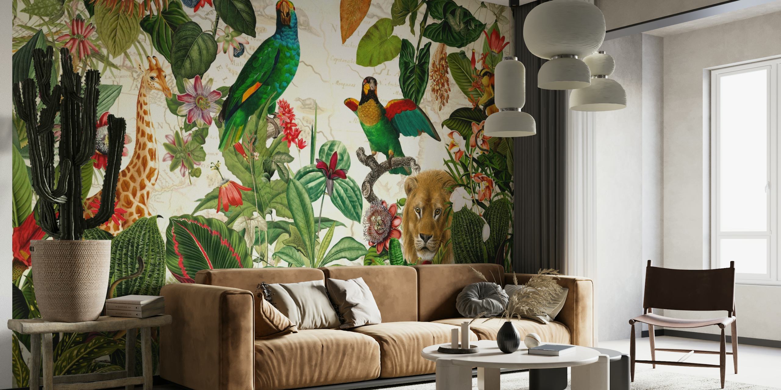 Exotic Lush Jungle And Wild Animals Landscape 1 wallpaper