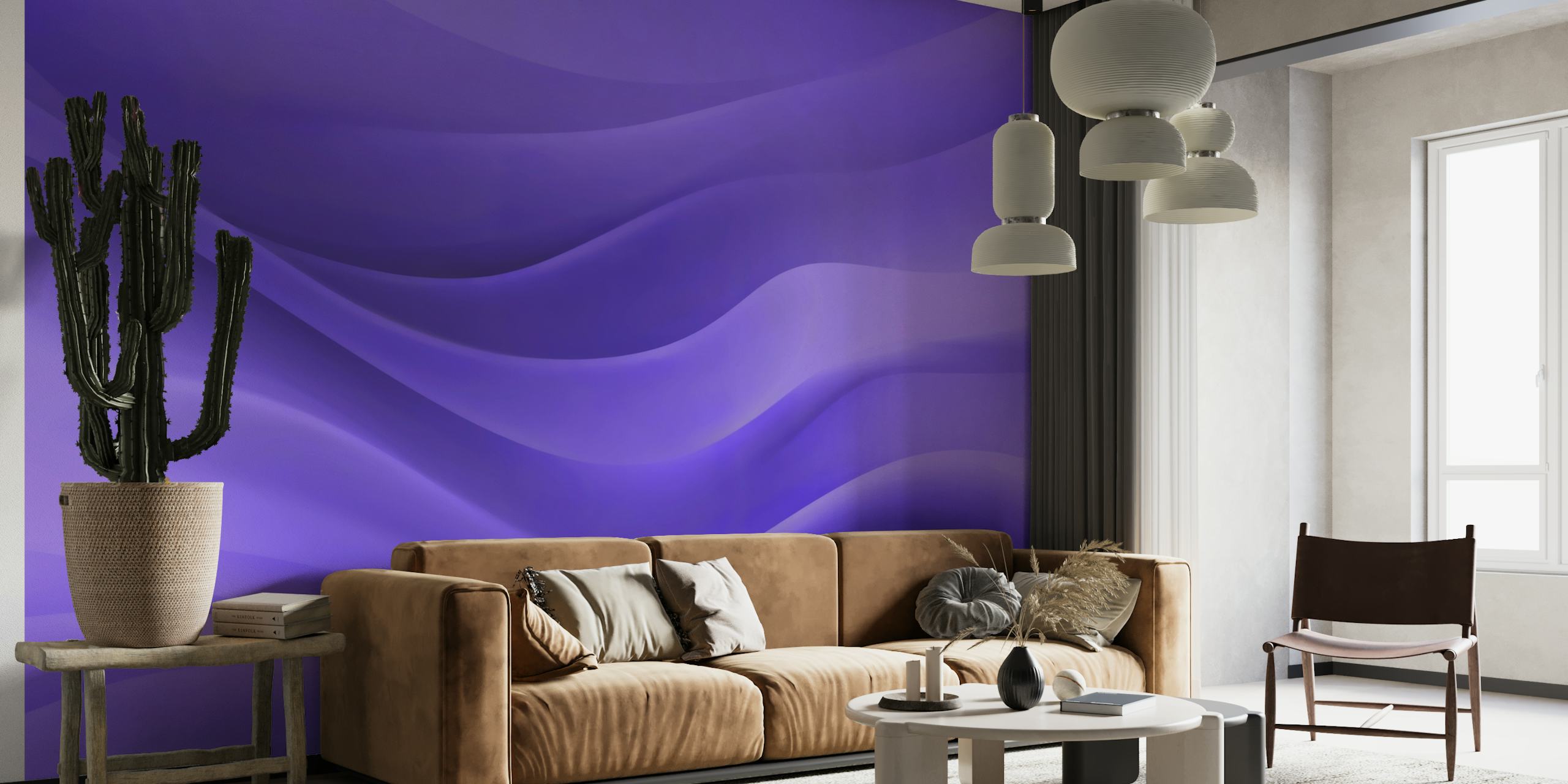 Soothing Calm Smooth Waves Rich Purple papel pintado