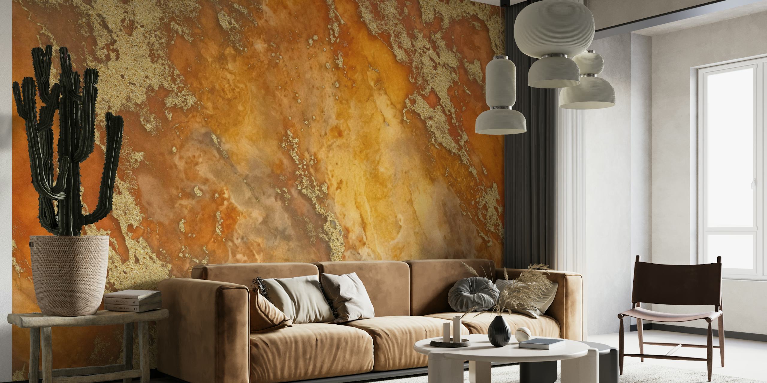 Mineral Marble Texture Amber Gold tapeta