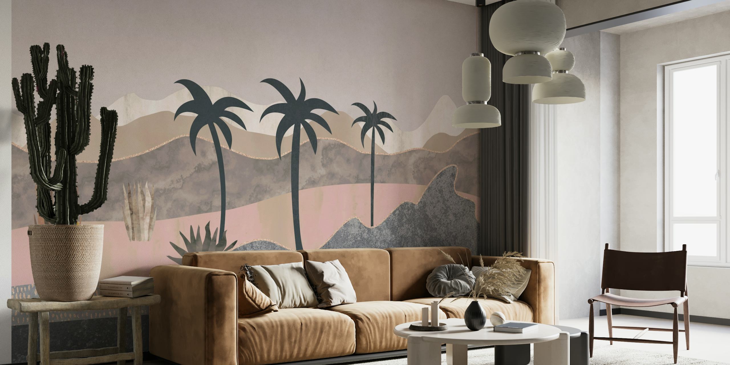Desert Palm Tree Sunrise Collage Artwork papiers peint