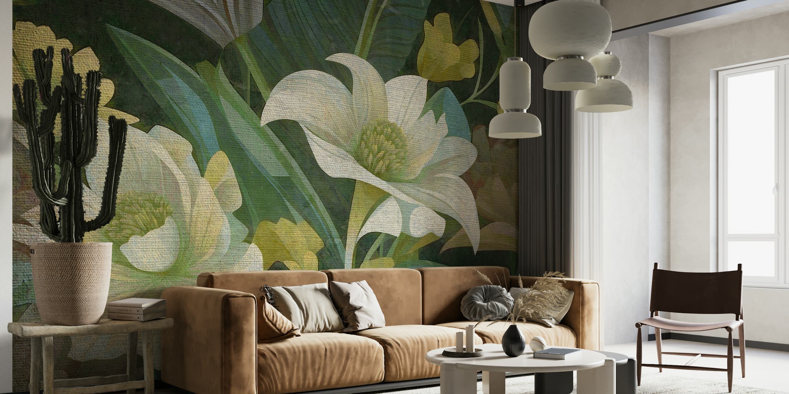 Art Deco Jungle Flowers tapet