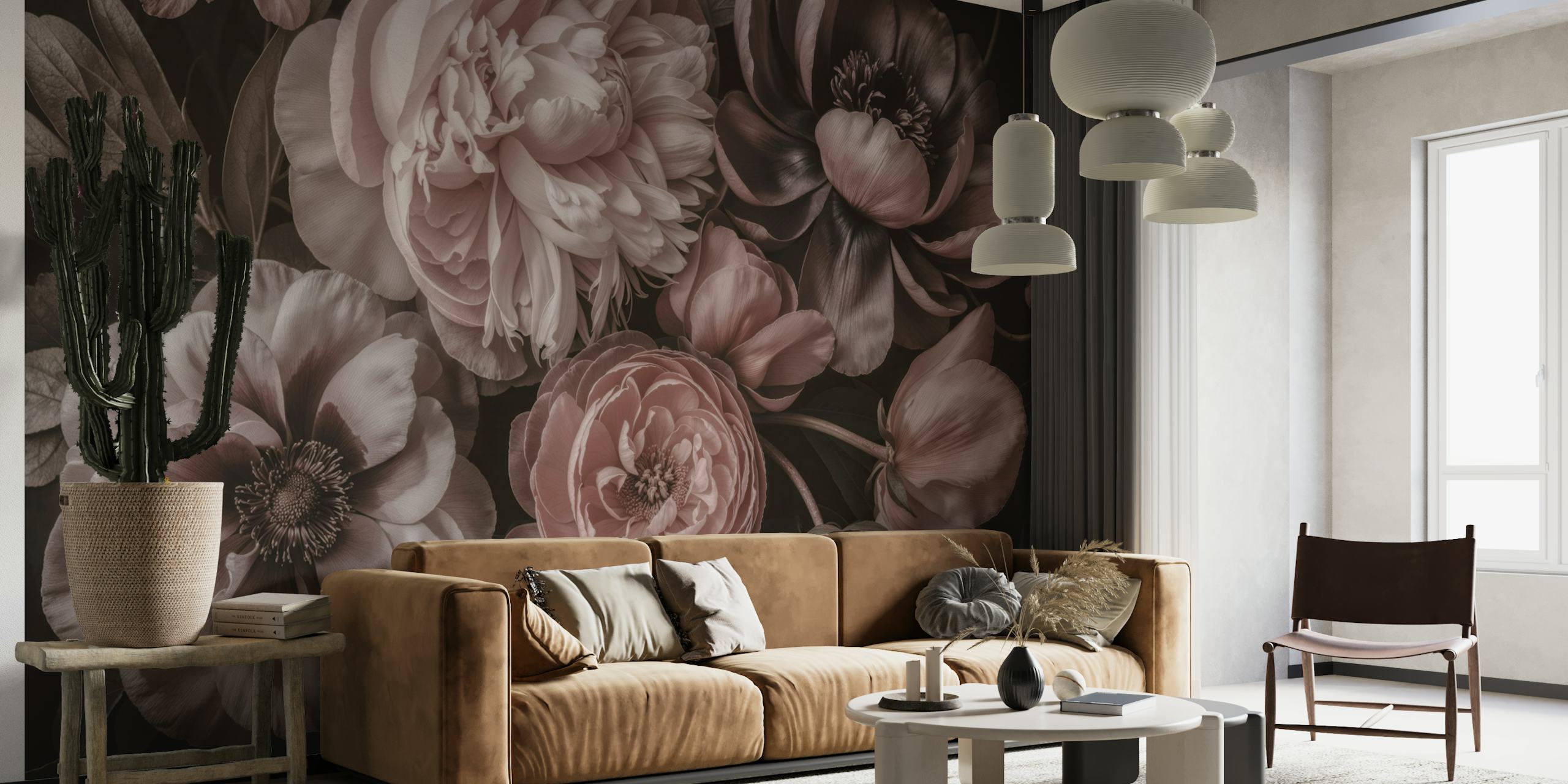 Blush Pink Moody Baroque Blooms ταπετσαρία