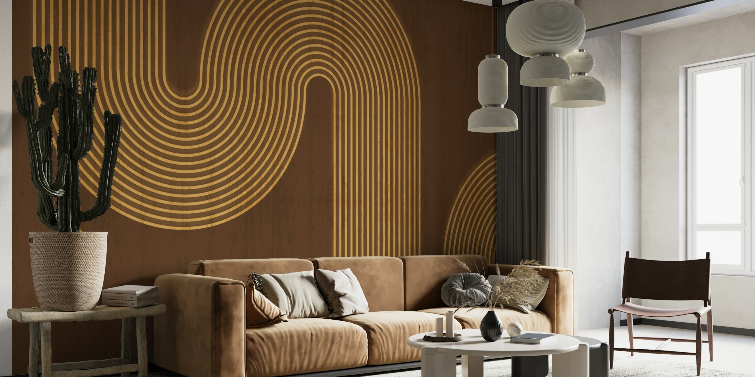 Mid Century Modern Bauhaus Wood Neutral wallpaper