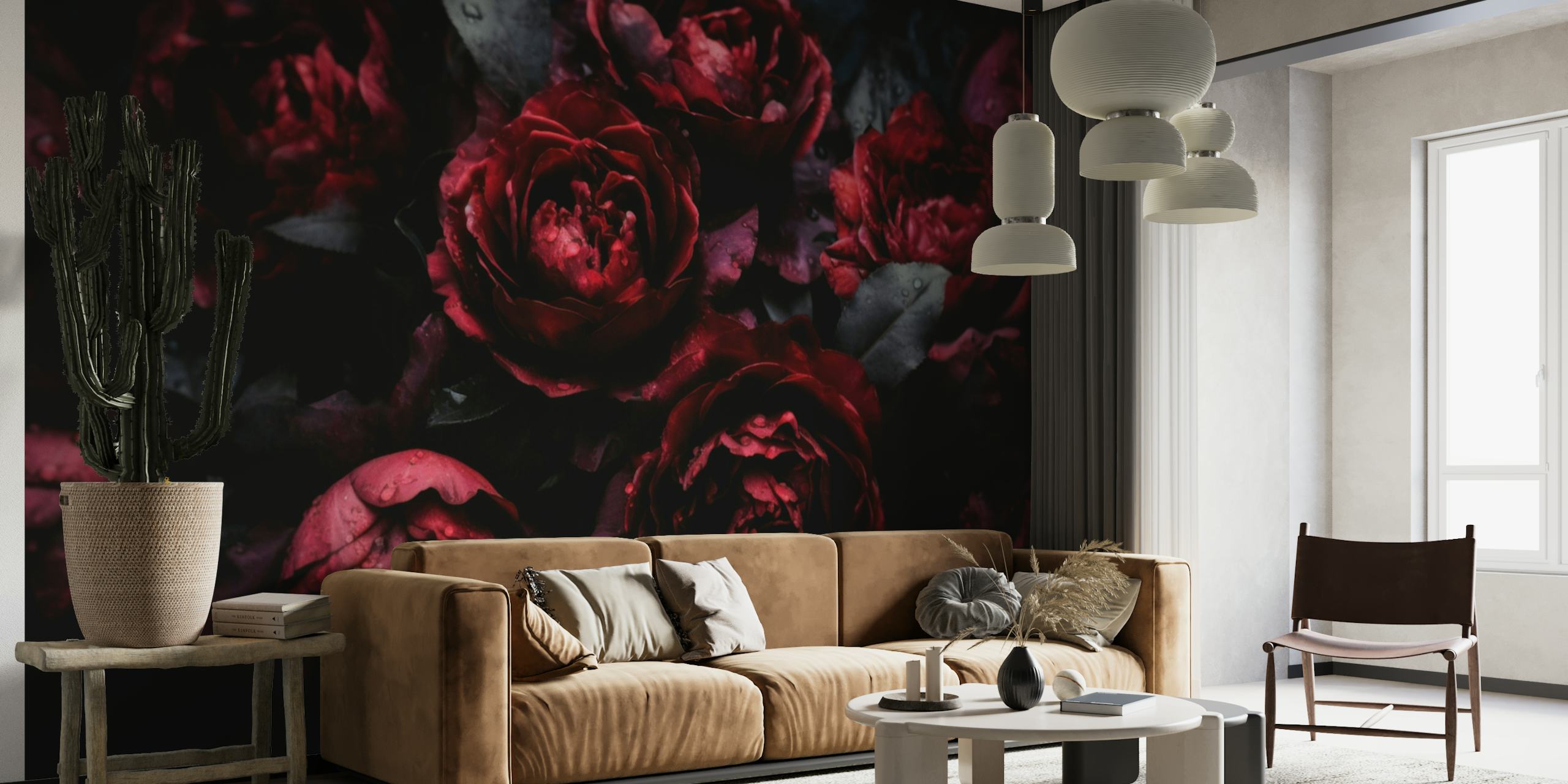 Opulent Moody Dark Burgundy Baroque Roses 1 wallpaper