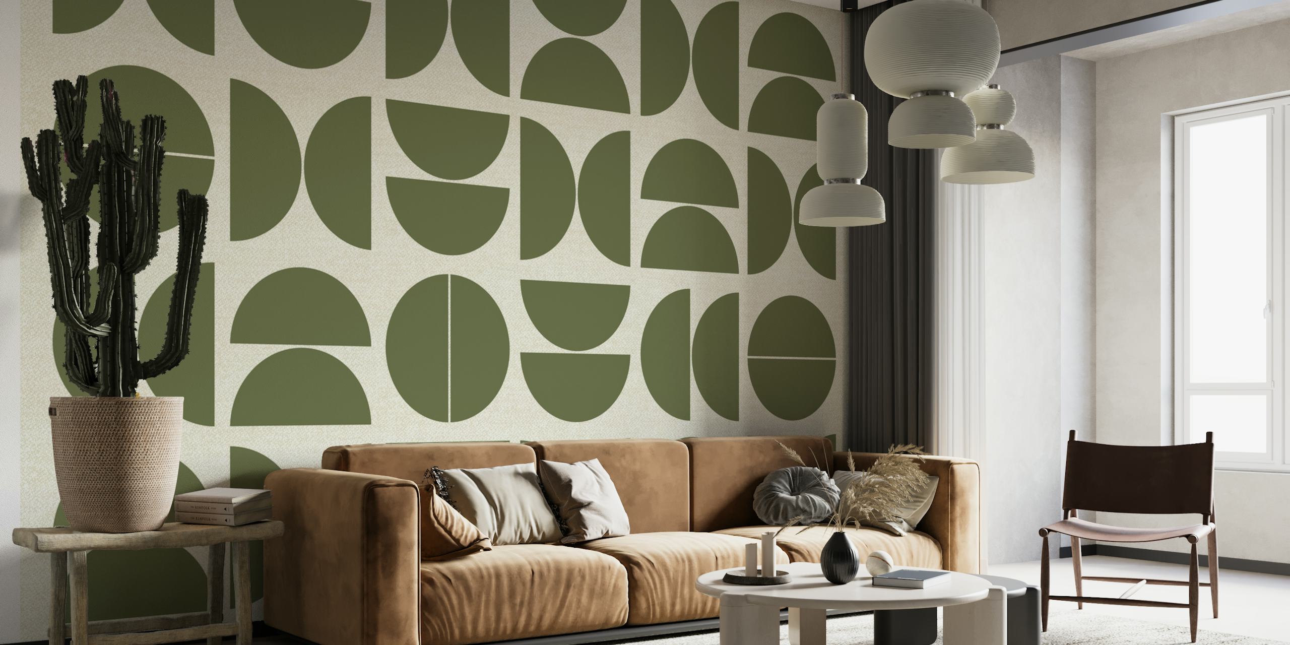 Earthy Green Bauhaus behang
