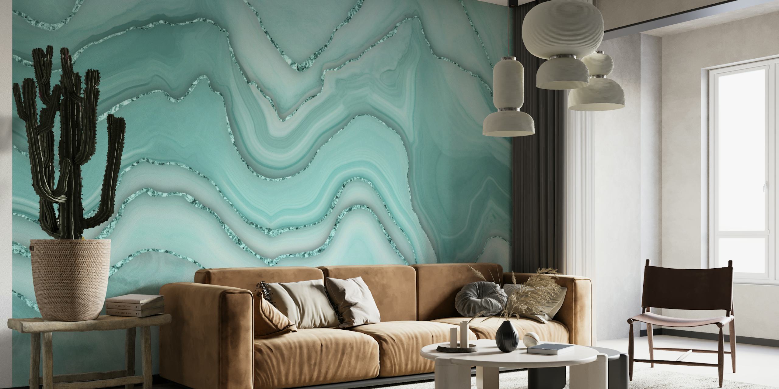 Elegant Marble Chic Turquoise Mint Glamour behang