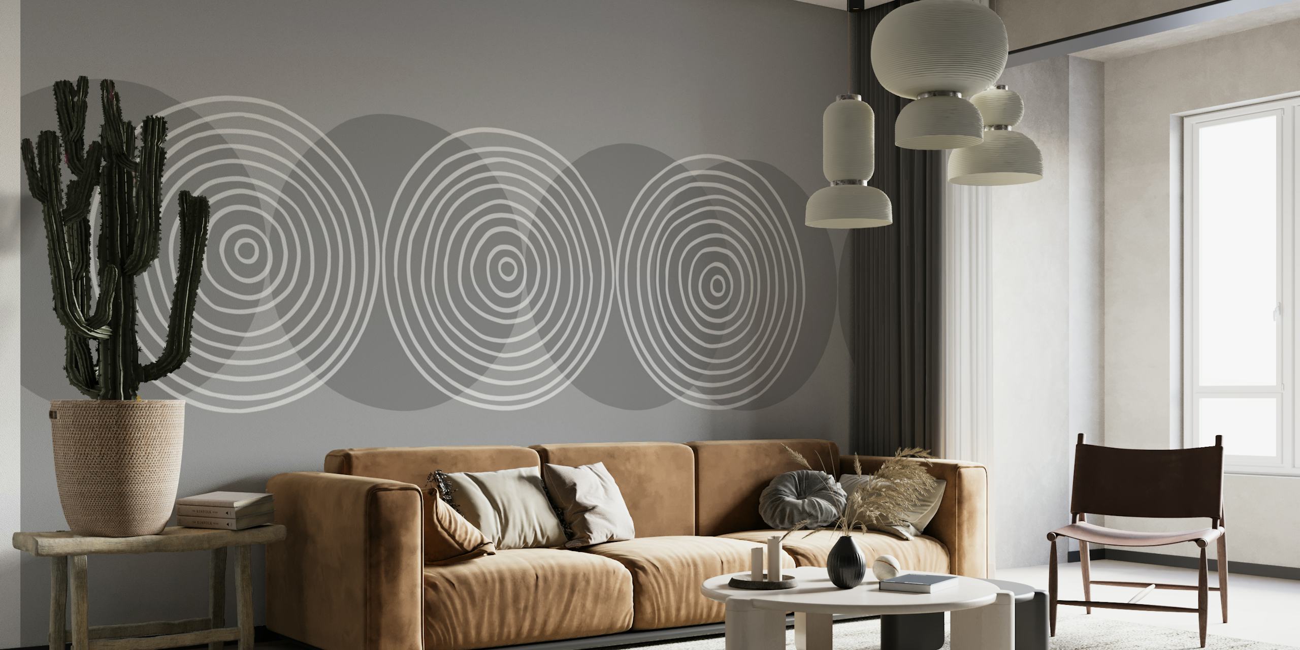 Circle Minimalist Modern Geometry Grey papel pintado