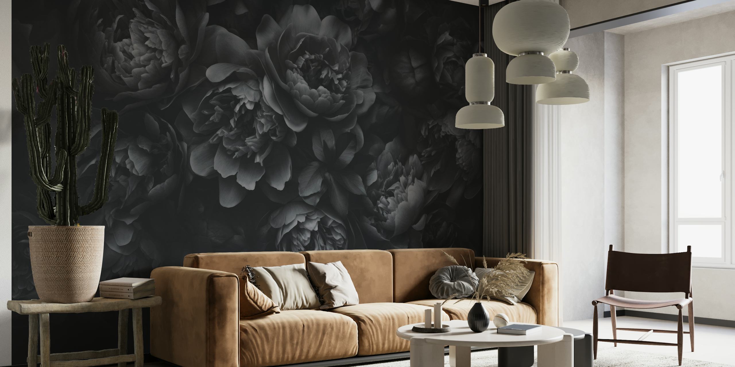 Opulent Flowers Black Grey tapetit