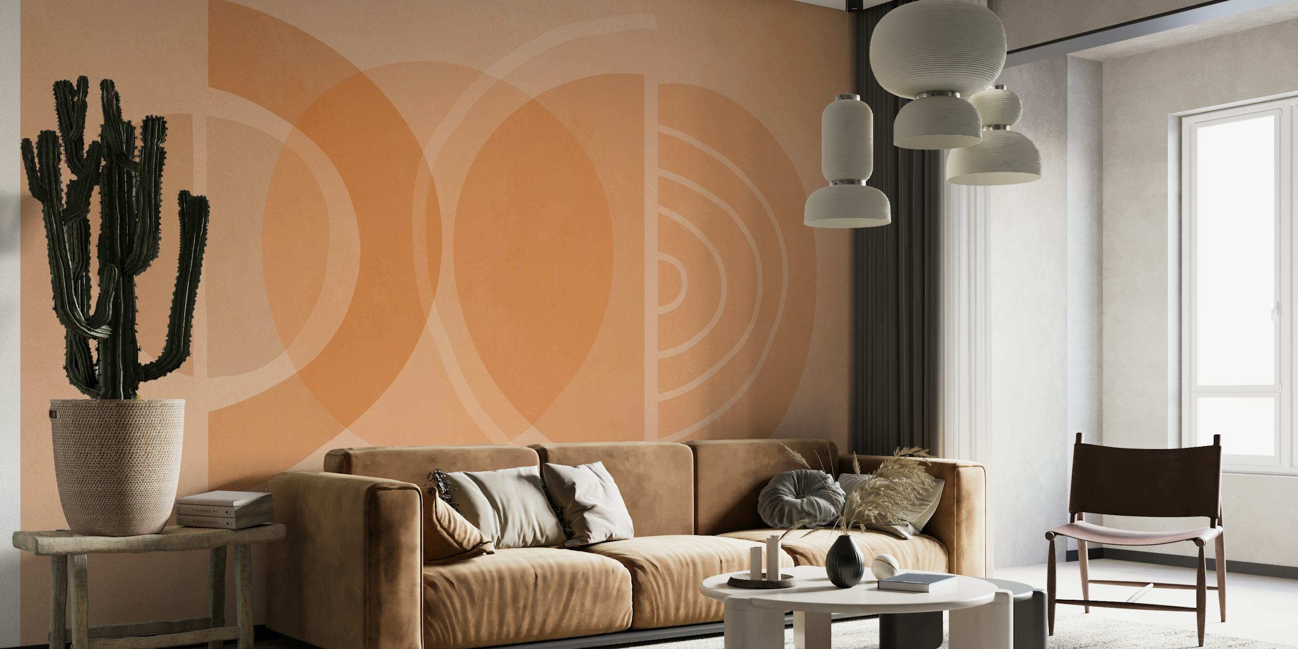 Mid Century Calm Vibes Pastel Peach Fuzz wallpaper