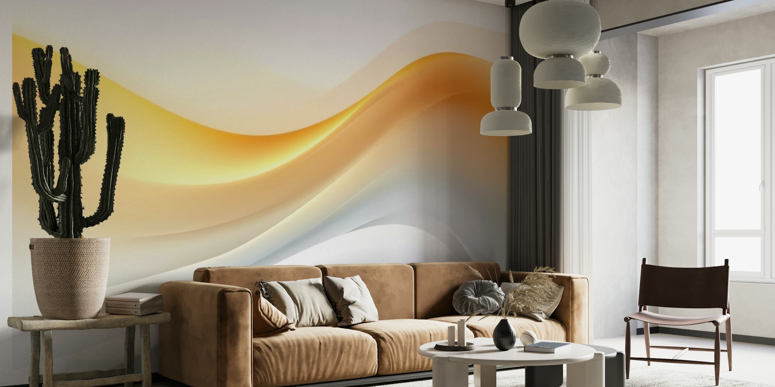 Golden Waters Ethereal Waves wallpaper