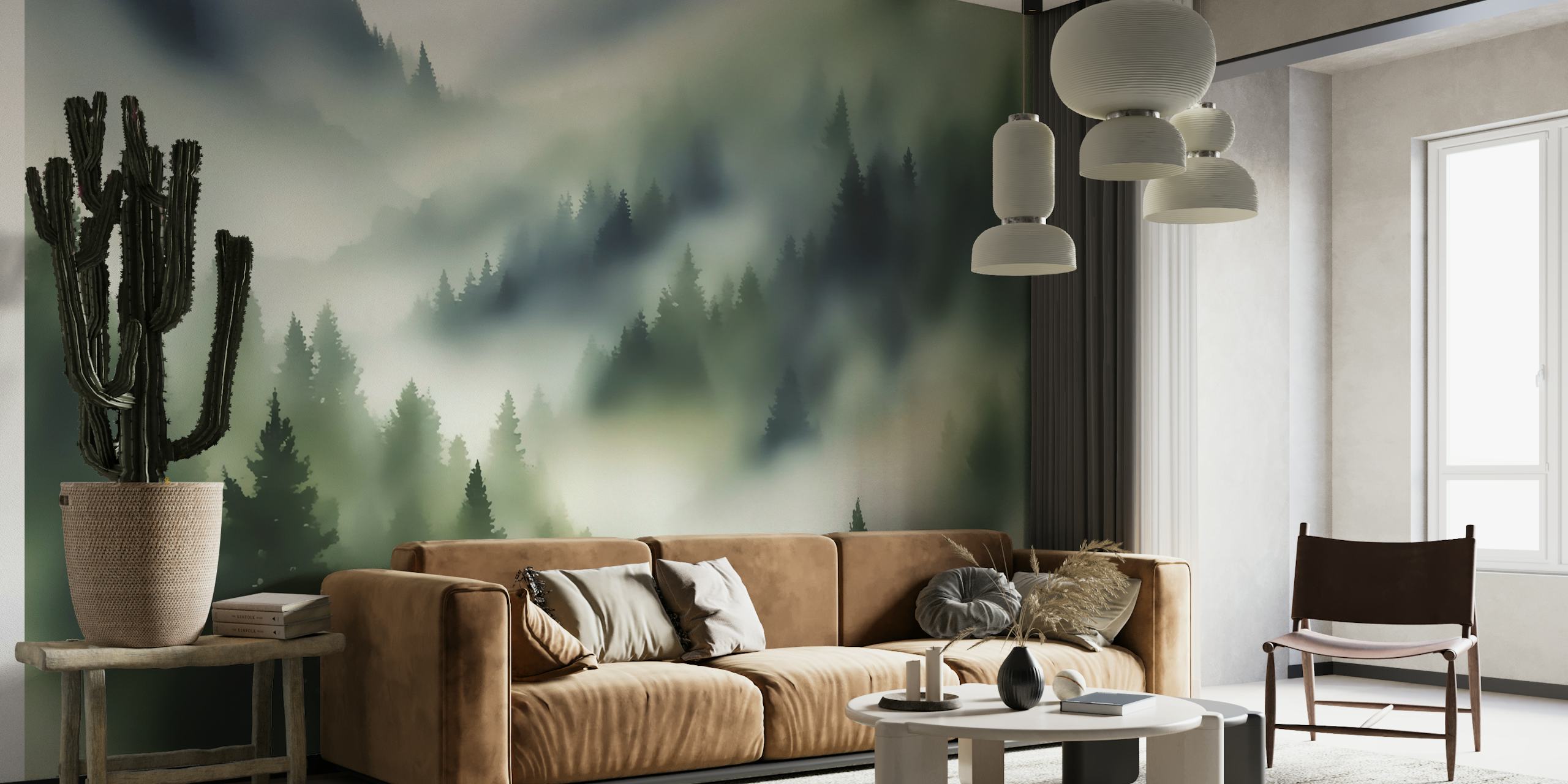 Misty Moody Forest papel pintado