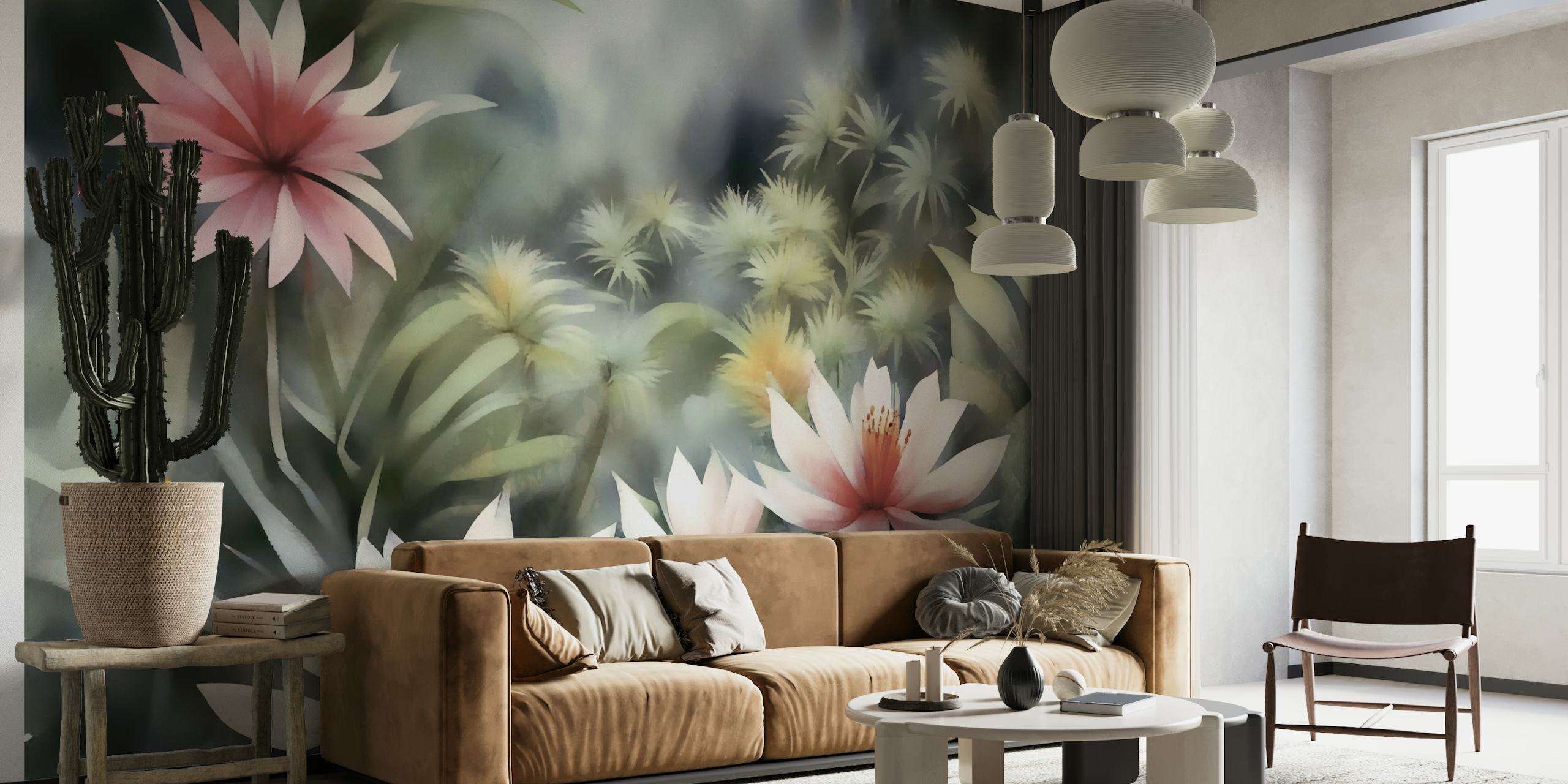 Tropical Jungle Watercolour wallpaper
