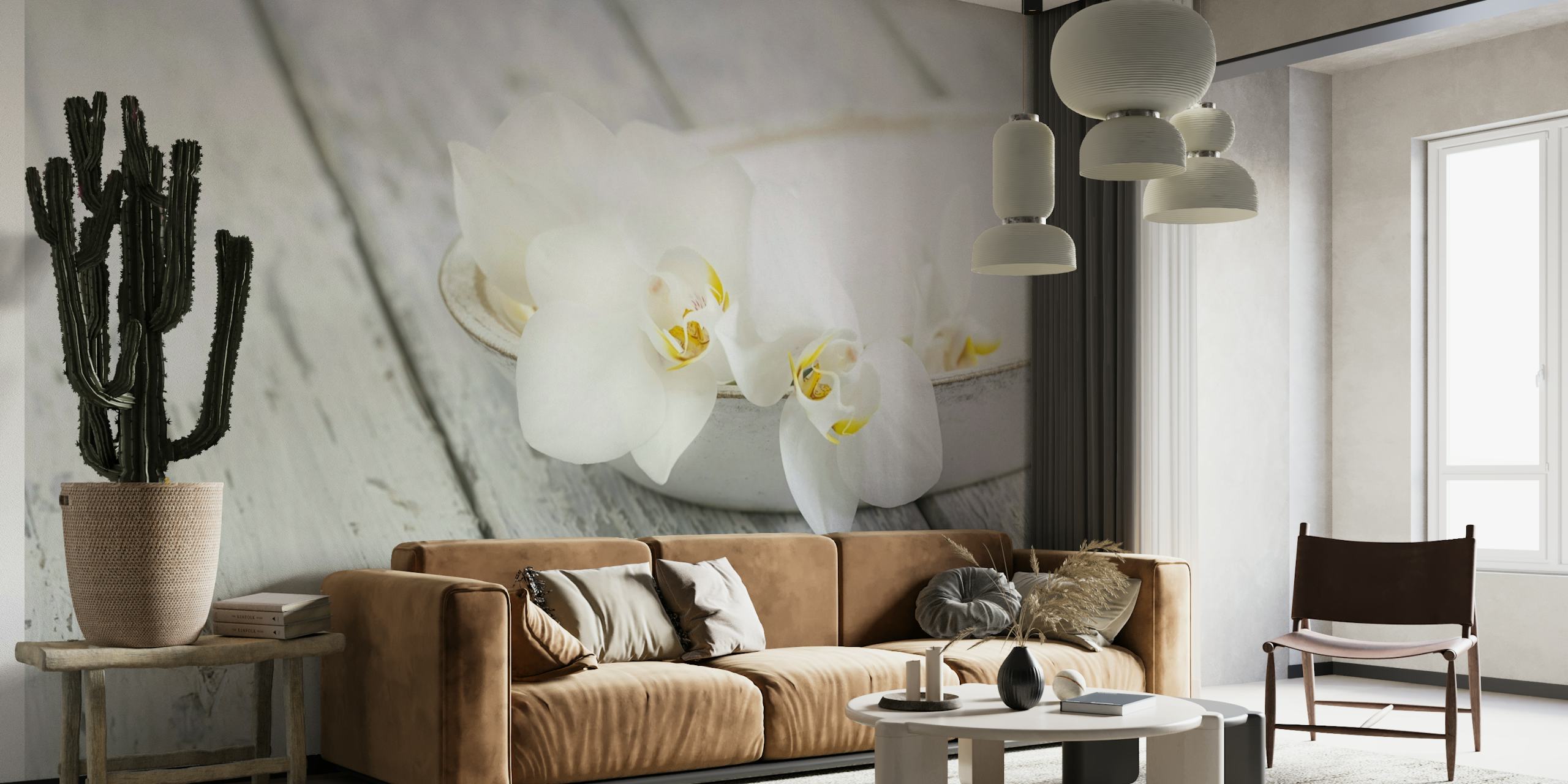Minimalistic Zen Style Orchid Still Life papel de parede