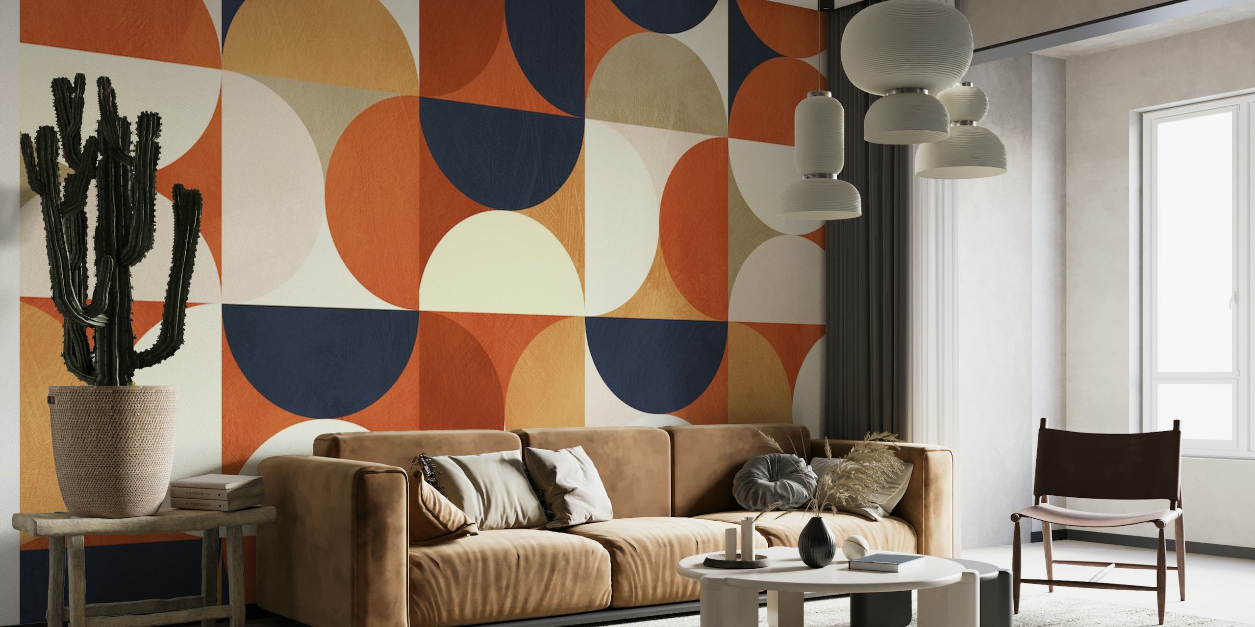 Mid century modern warm earth tones wallpaper