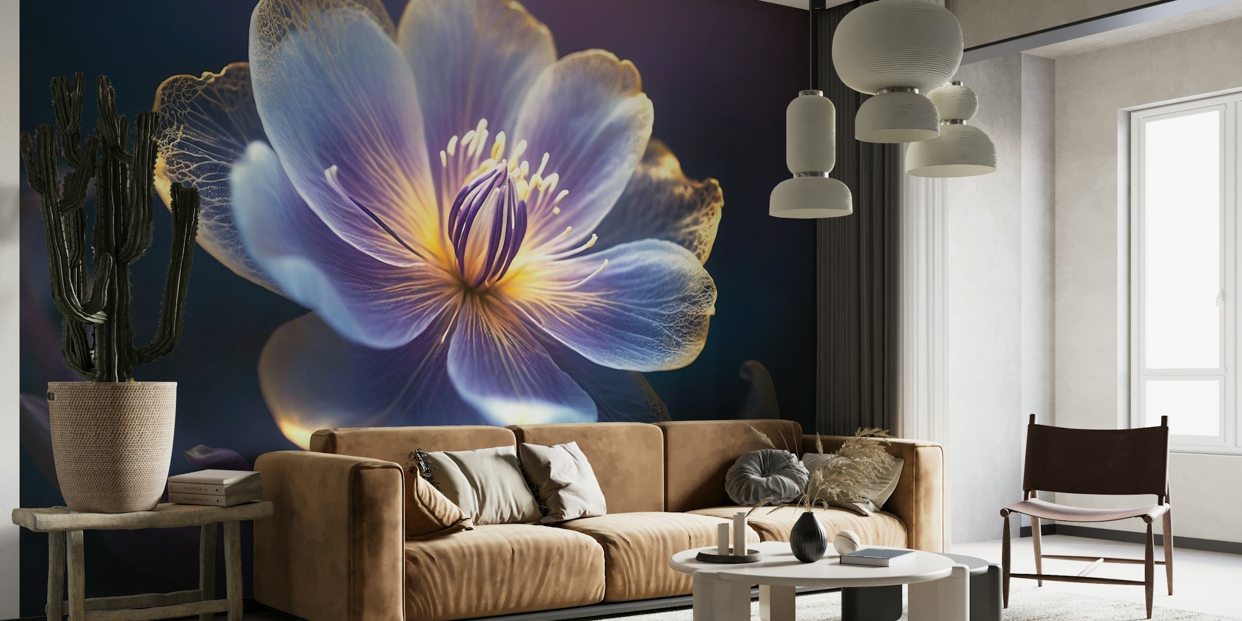 Dream purple and blue translucent flower. wallpaper
