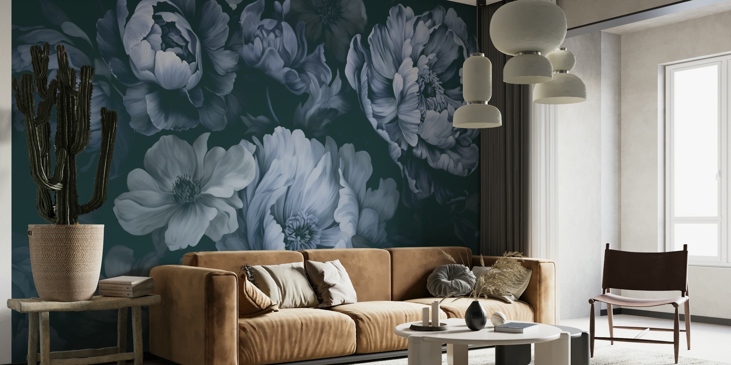 Regency Vibe Floral Opulence Moody Blue wallpaper