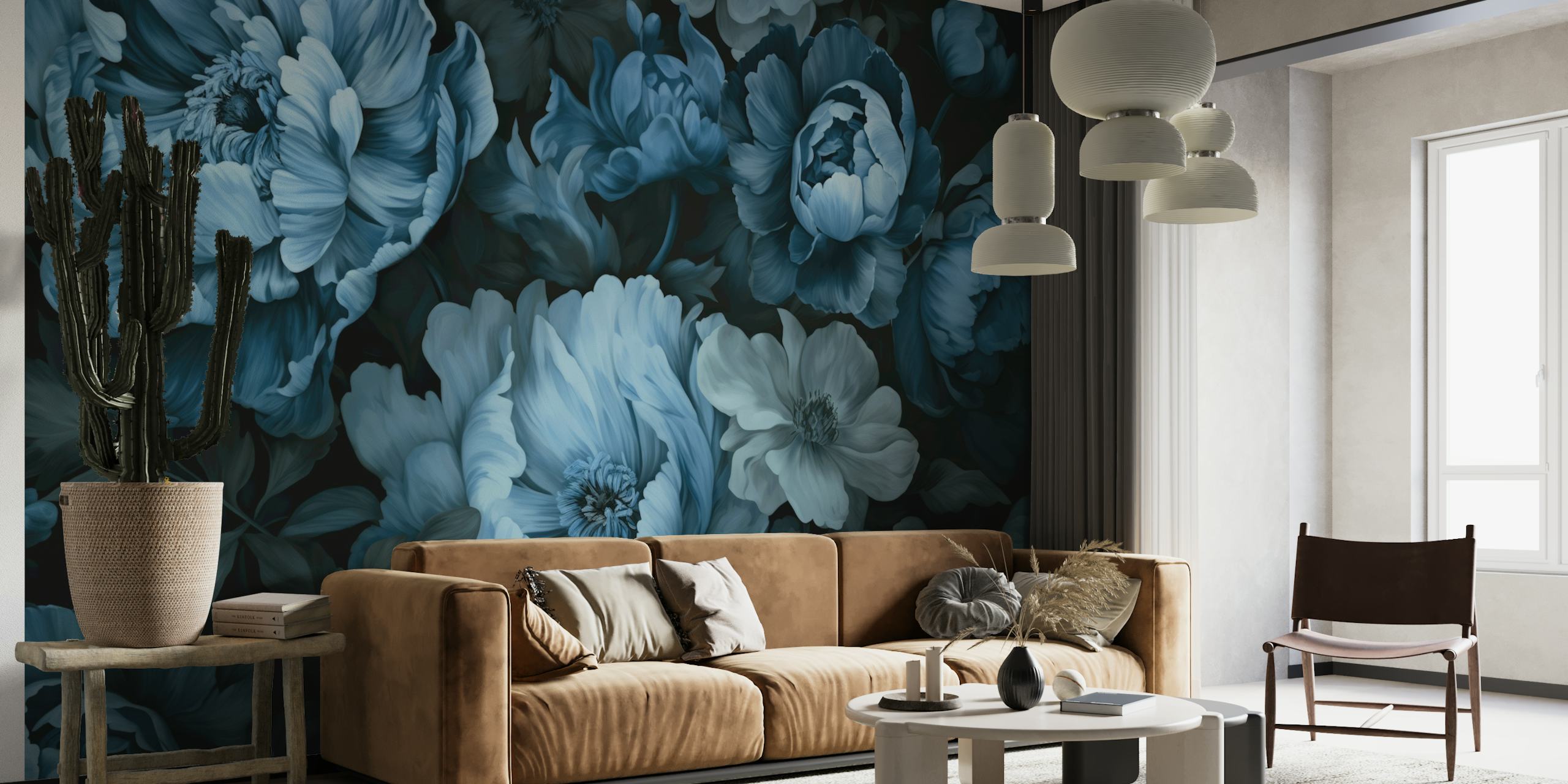 Regency Vibe Blue Floral Opulence wallpaper