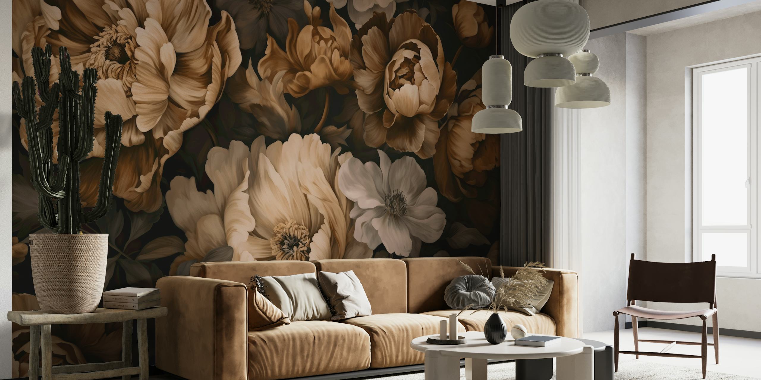Regency Vibe Floral Opulence Amber Elegance wallpaper