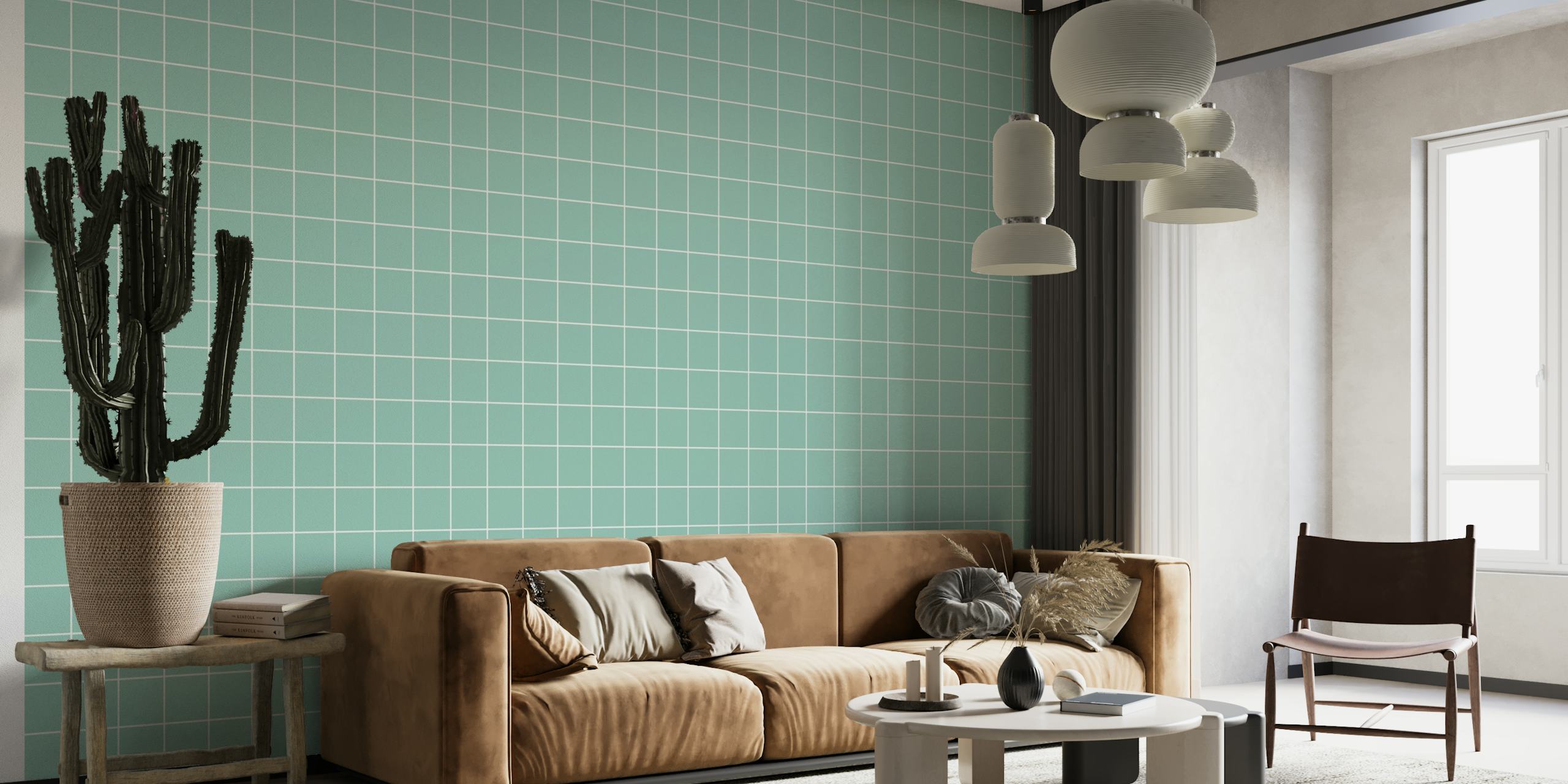 Grid Pattern - Light Blue with Small Grid papel pintado