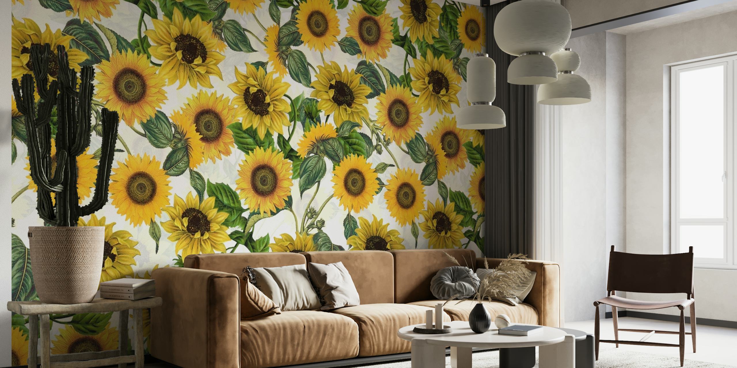 Vintage Sunflowers Forever papel de parede