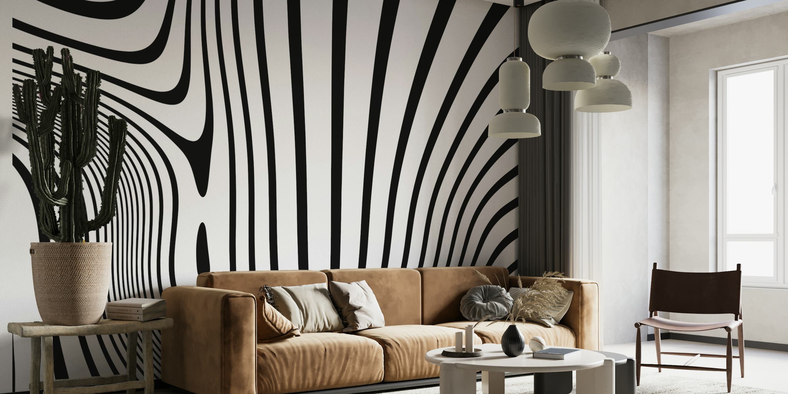 Retro Black And White Optical Art papel de parede