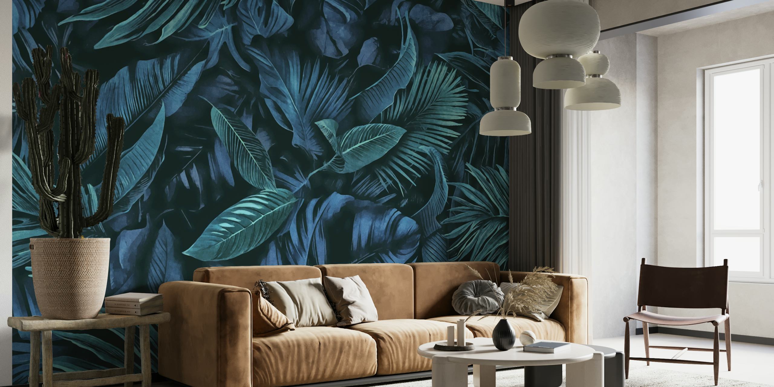 Blue Midnight Jungle Tropical Escape wallpaper