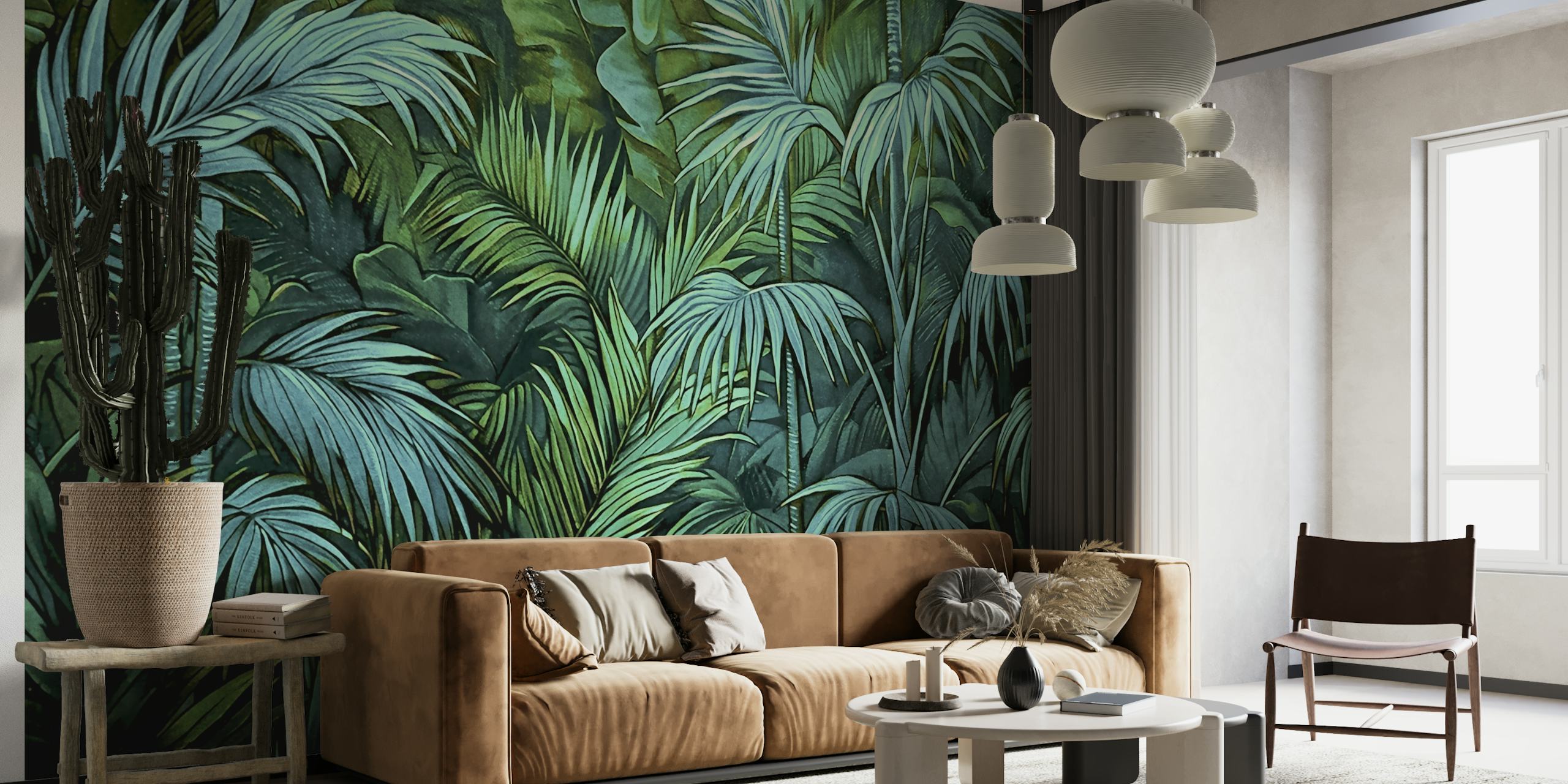 Mystic Jungle Tropical Hideaway Teal Green wallpaper