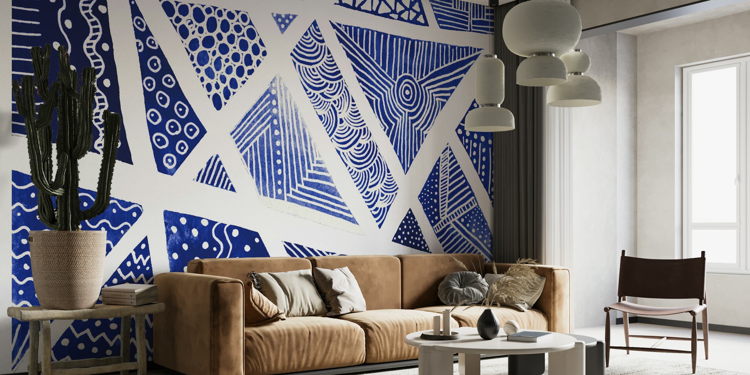 Blue zentangle wallpaper