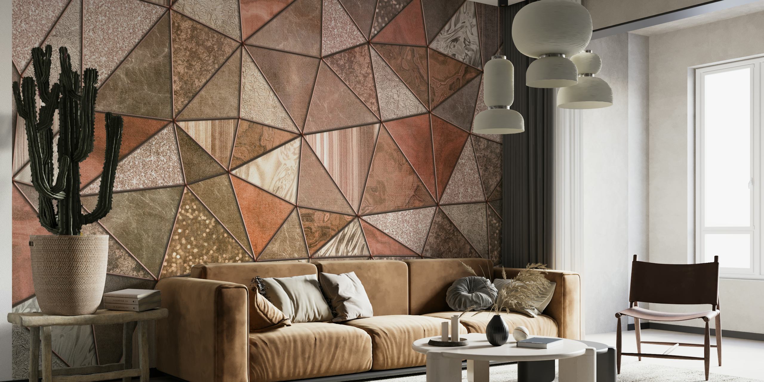 Copper Brown Triangles behang