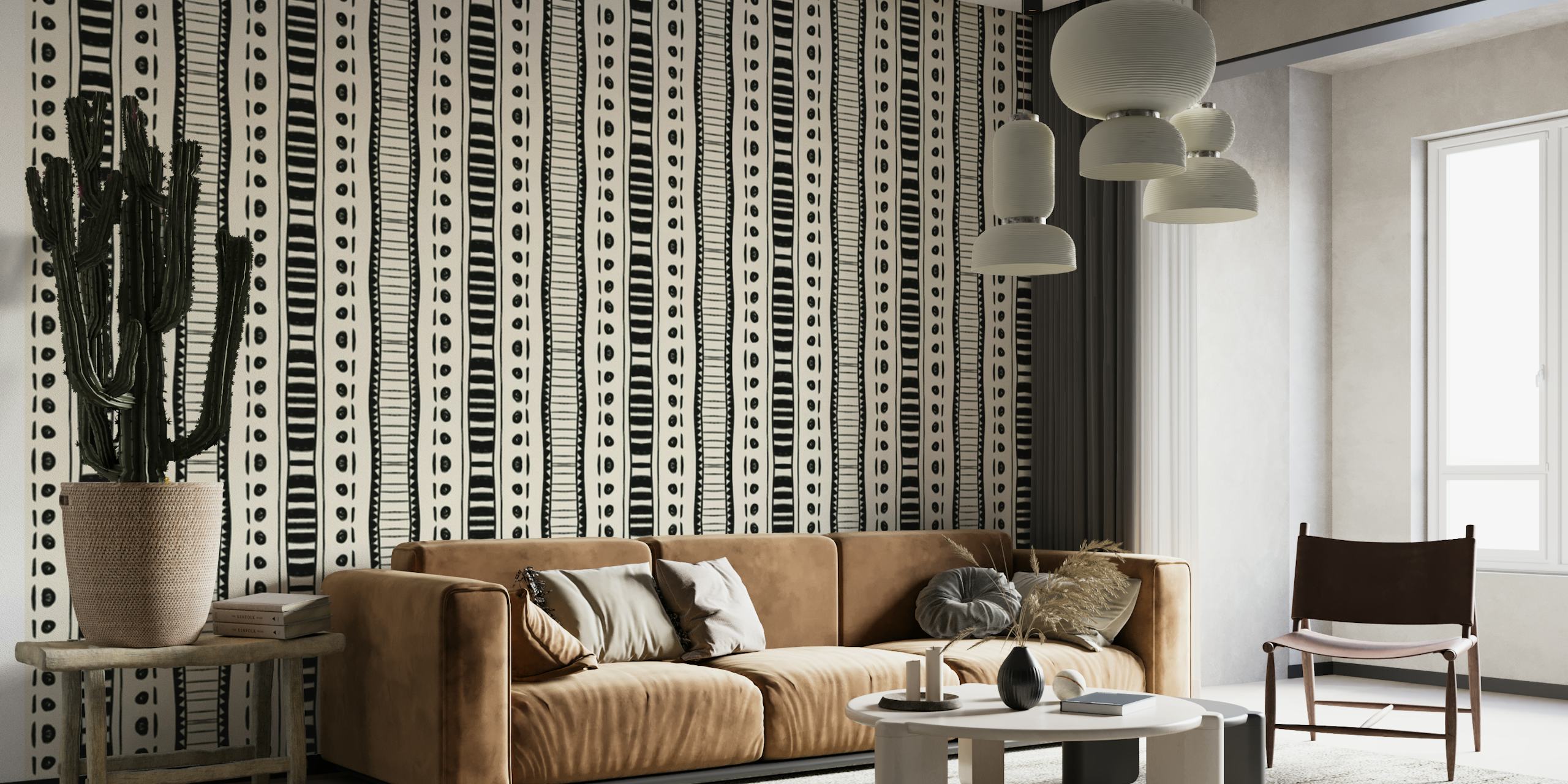 Unique Tribal Black and White Wallpaper design