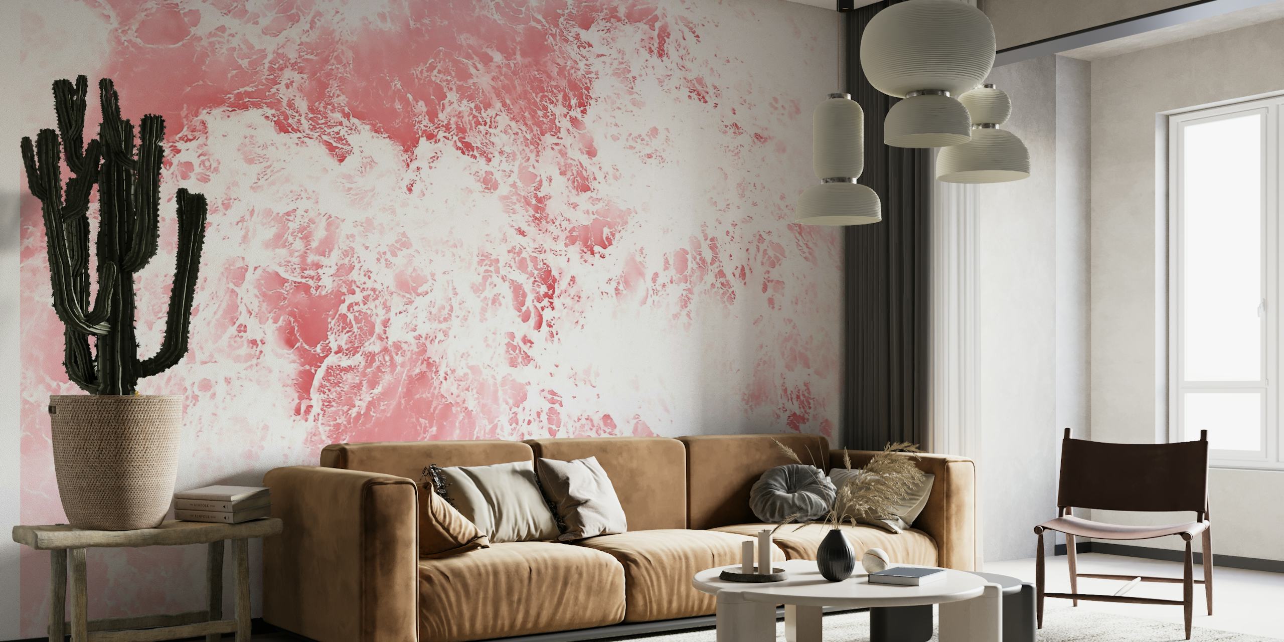 Lugnande rosa ocean wave väggmålning