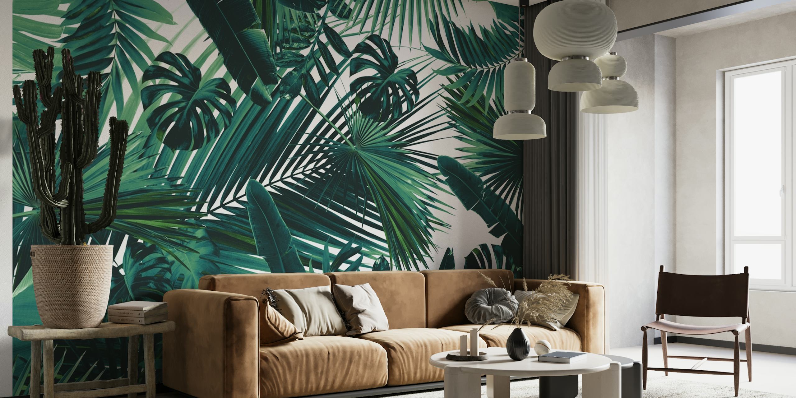Jungle Leaves Siesta 2 papel de parede em um quarto