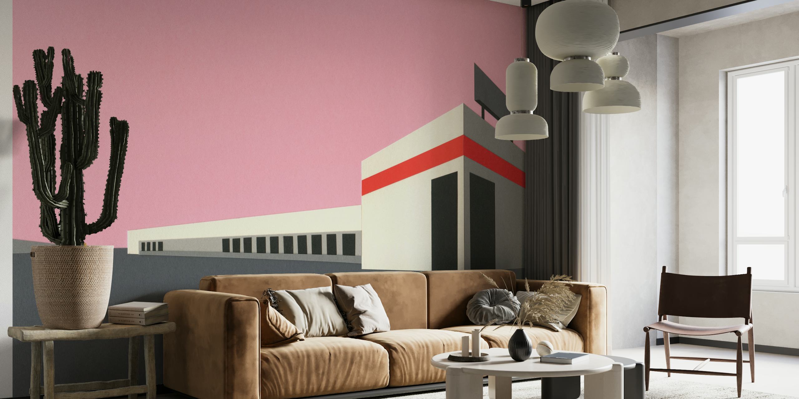 Sunset Warehouse tapetdesign i et rum